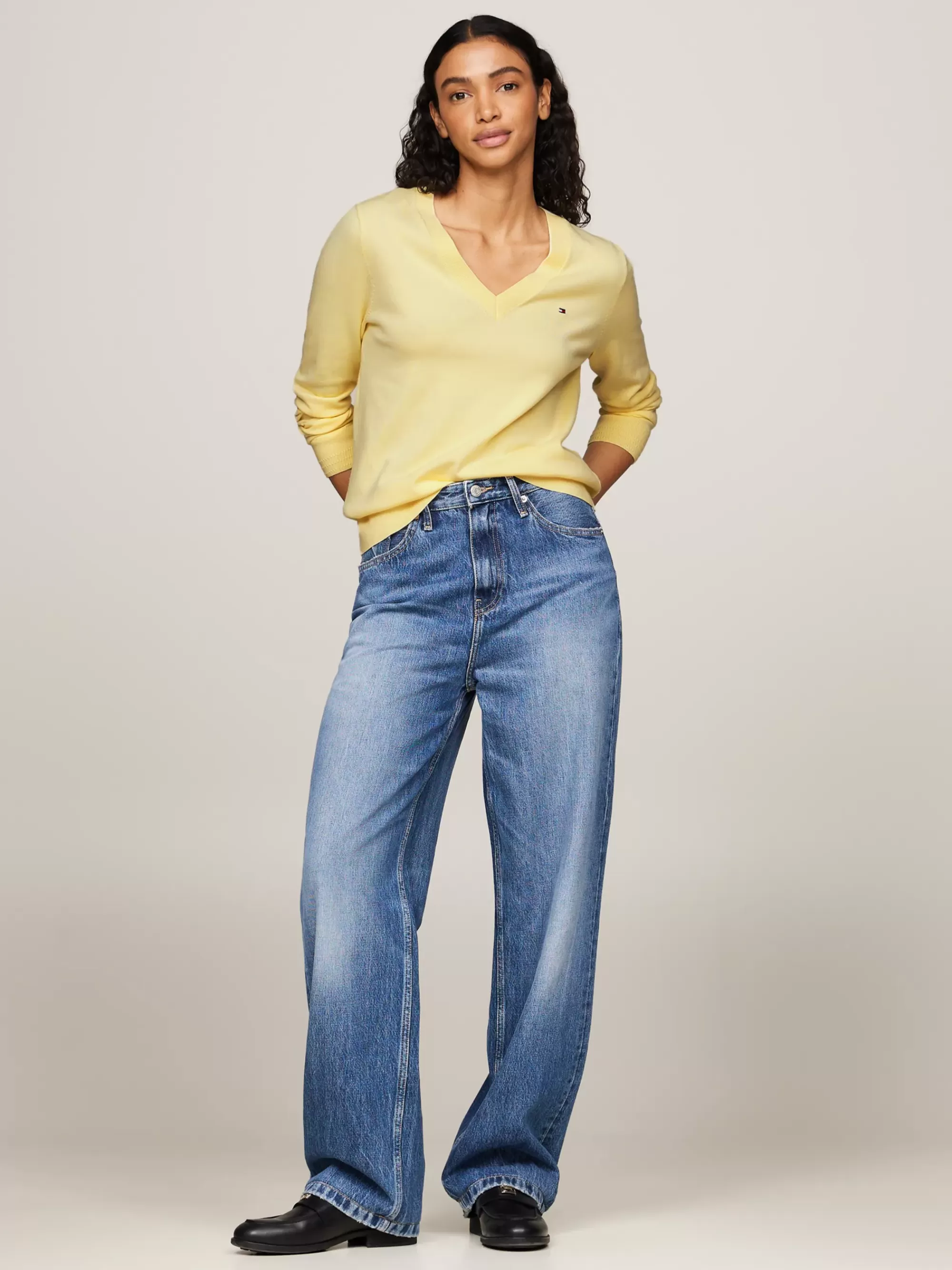 Truien | Truien & Vesten*Tommy Hilfiger Jersey Trui Met V-hals LEMON ZEST