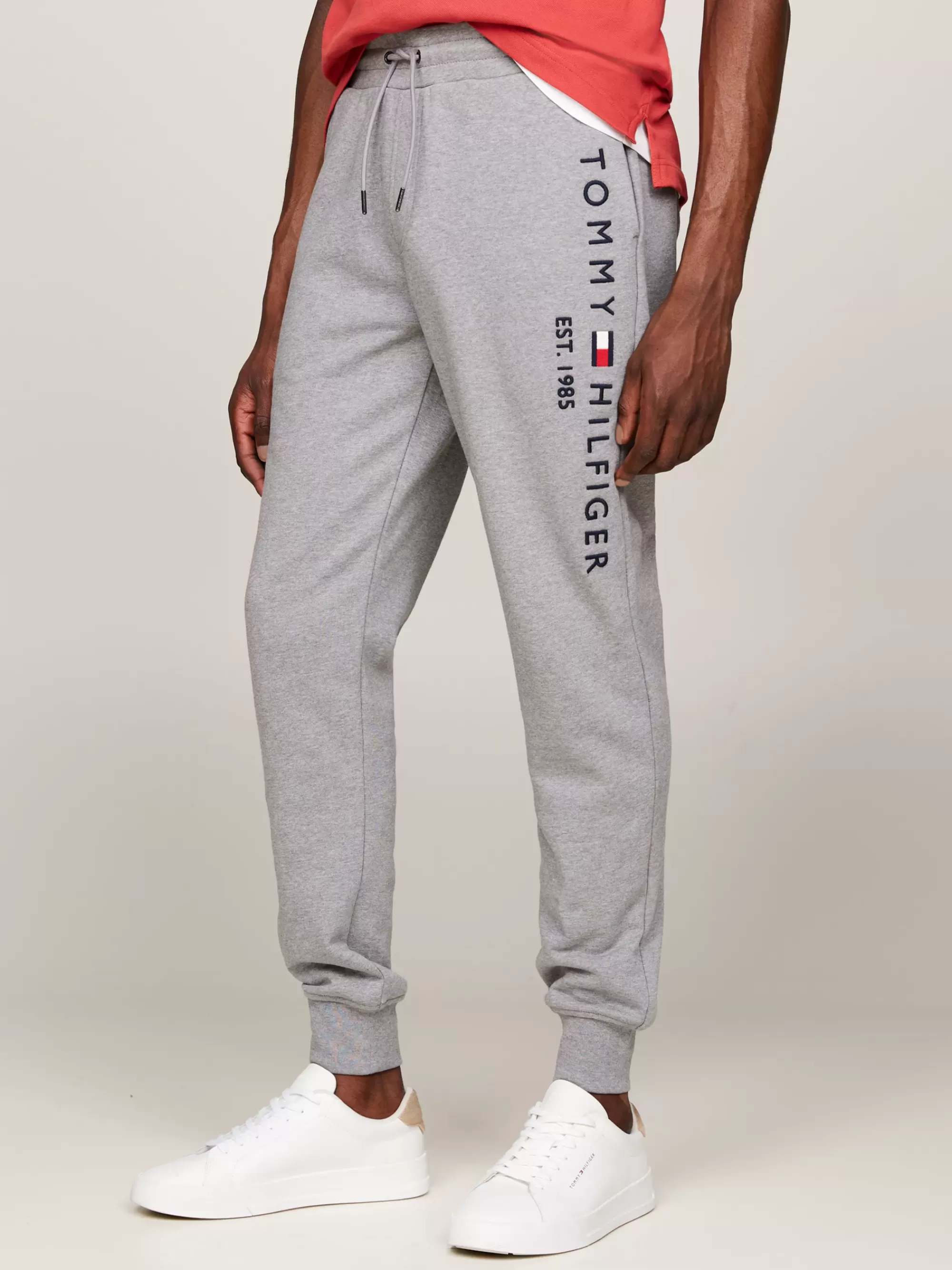 Broeken*Tommy Hilfiger Jogger Met Boorden En Geborduurd Logo MEDIUM GREY HEATHER