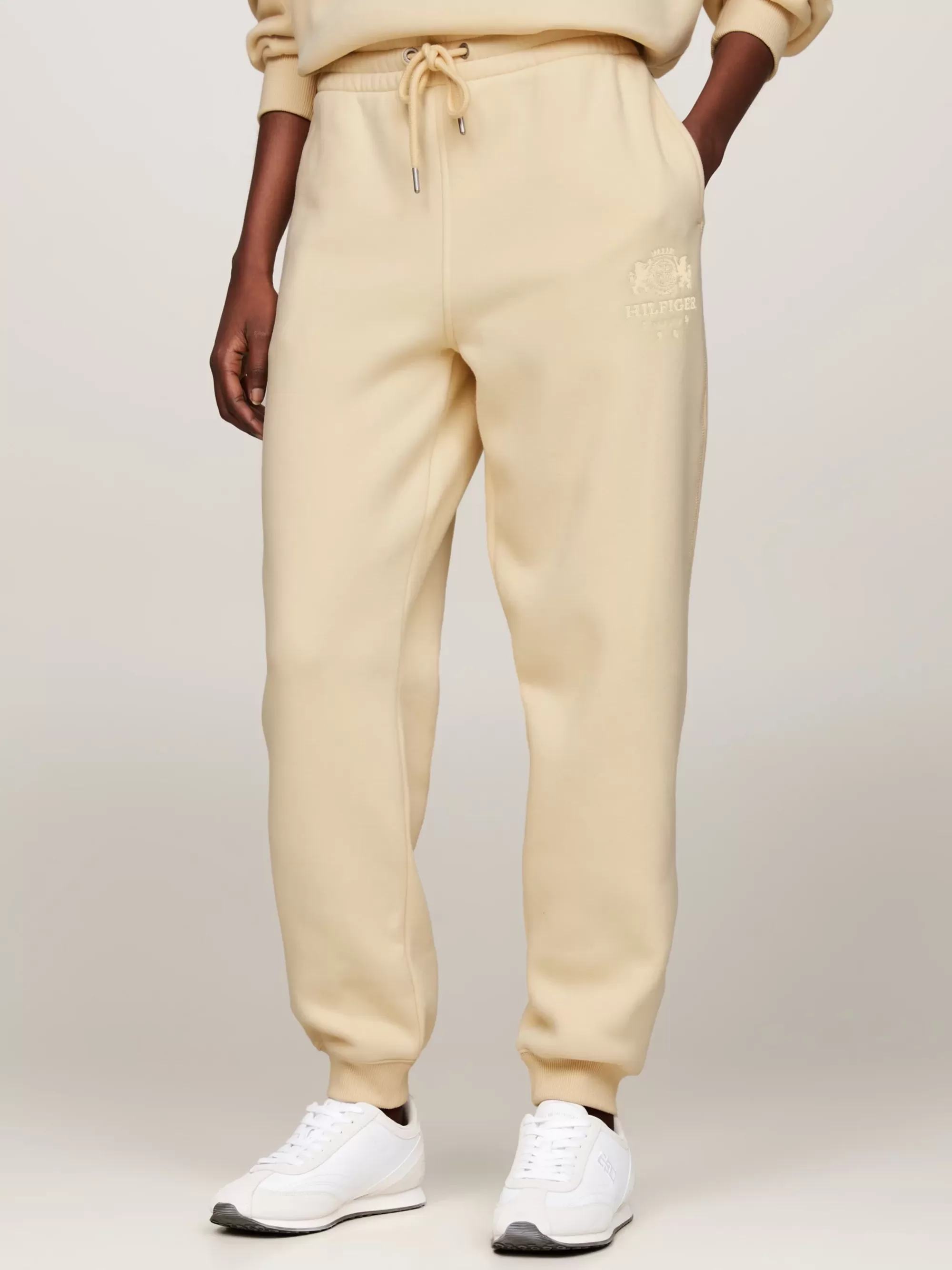 Broeken*Tommy Hilfiger Jogger Met Boorden En Geborduurd Logo COUNTRY IVORY