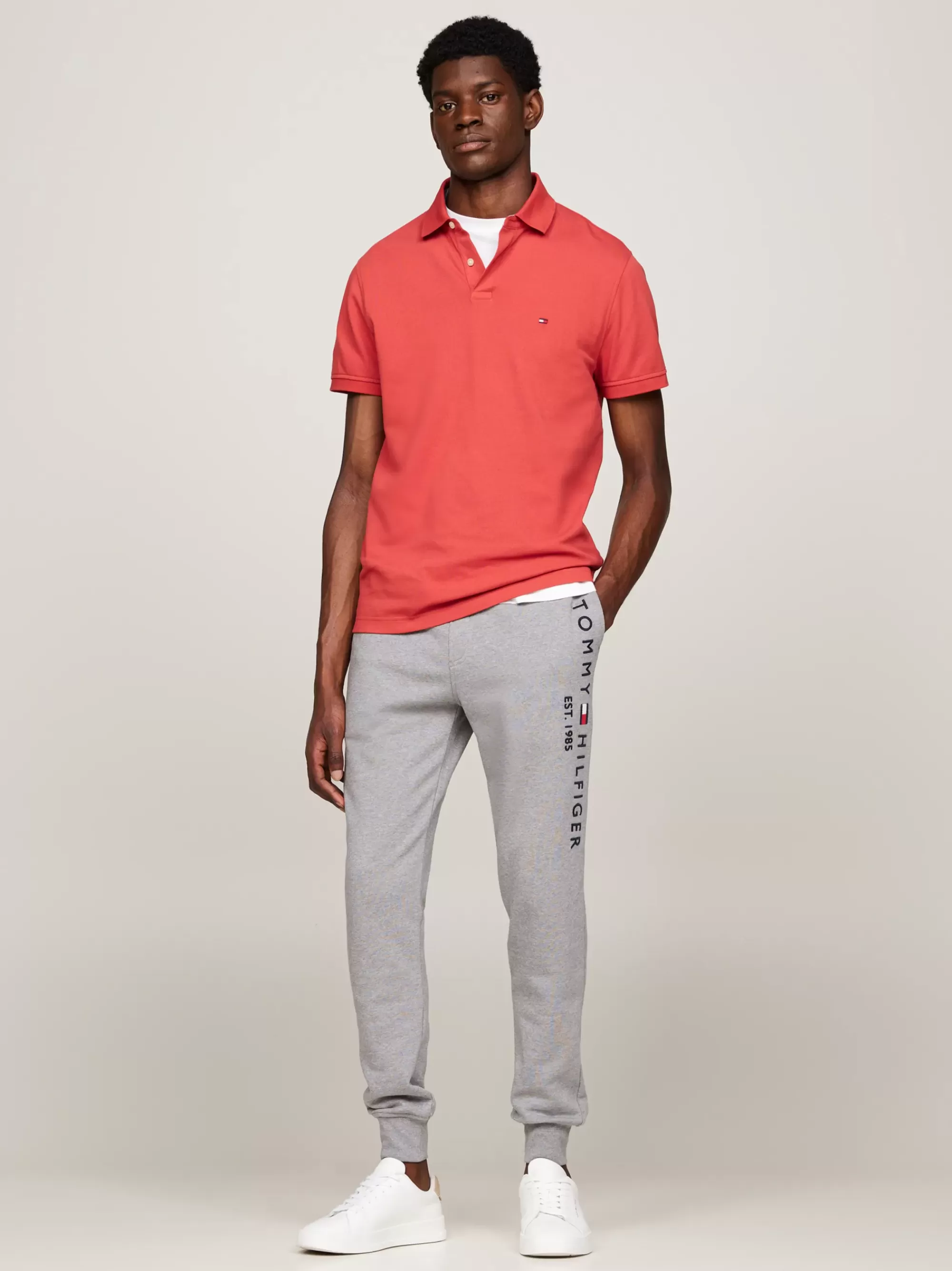 Broeken*Tommy Hilfiger Jogger Met Boorden En Geborduurd Logo MEDIUM GREY HEATHER