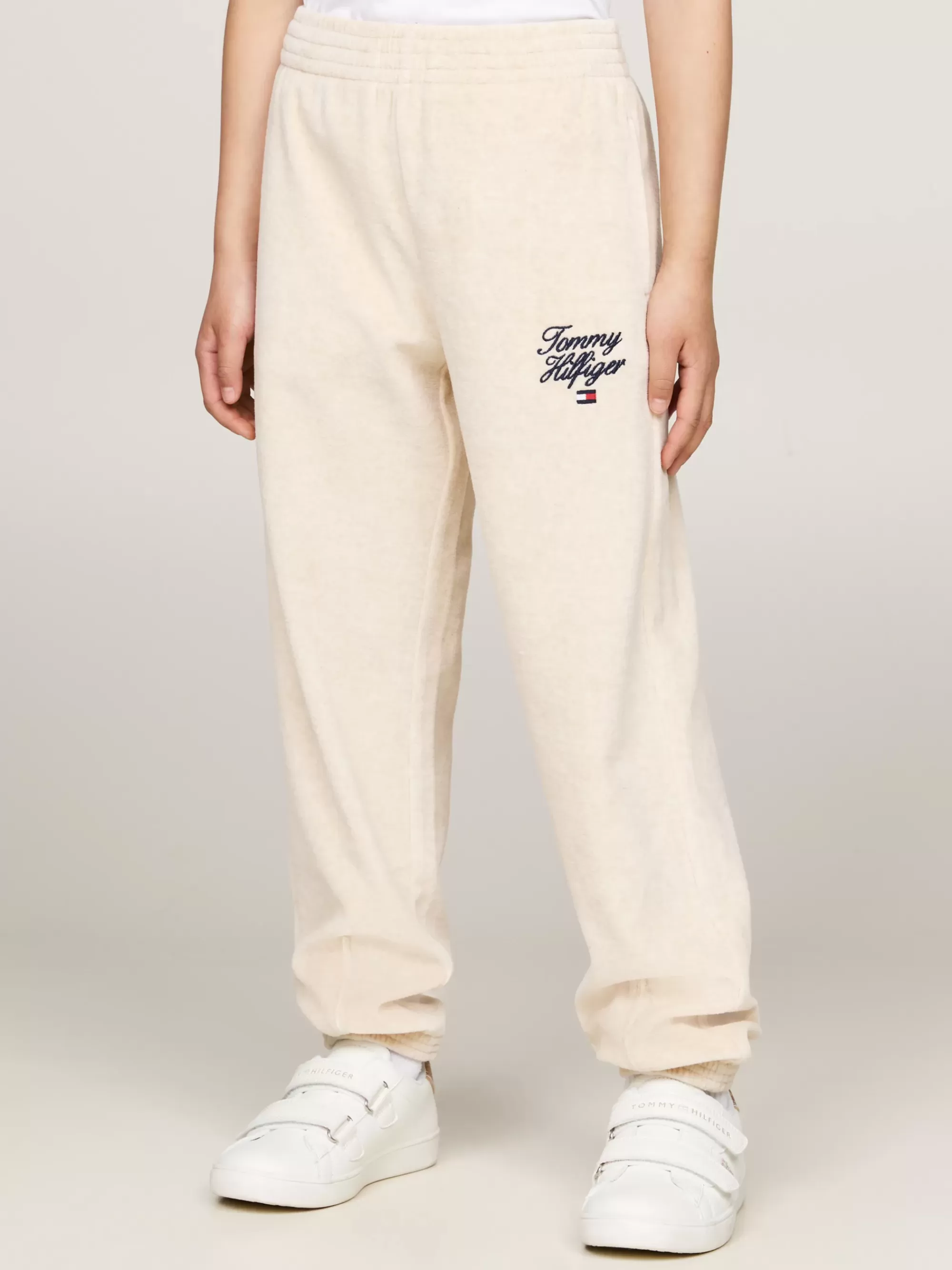 Broeken & Rokken*Tommy Hilfiger Jogger Van Velours Met Boorden HEATHERED OAT