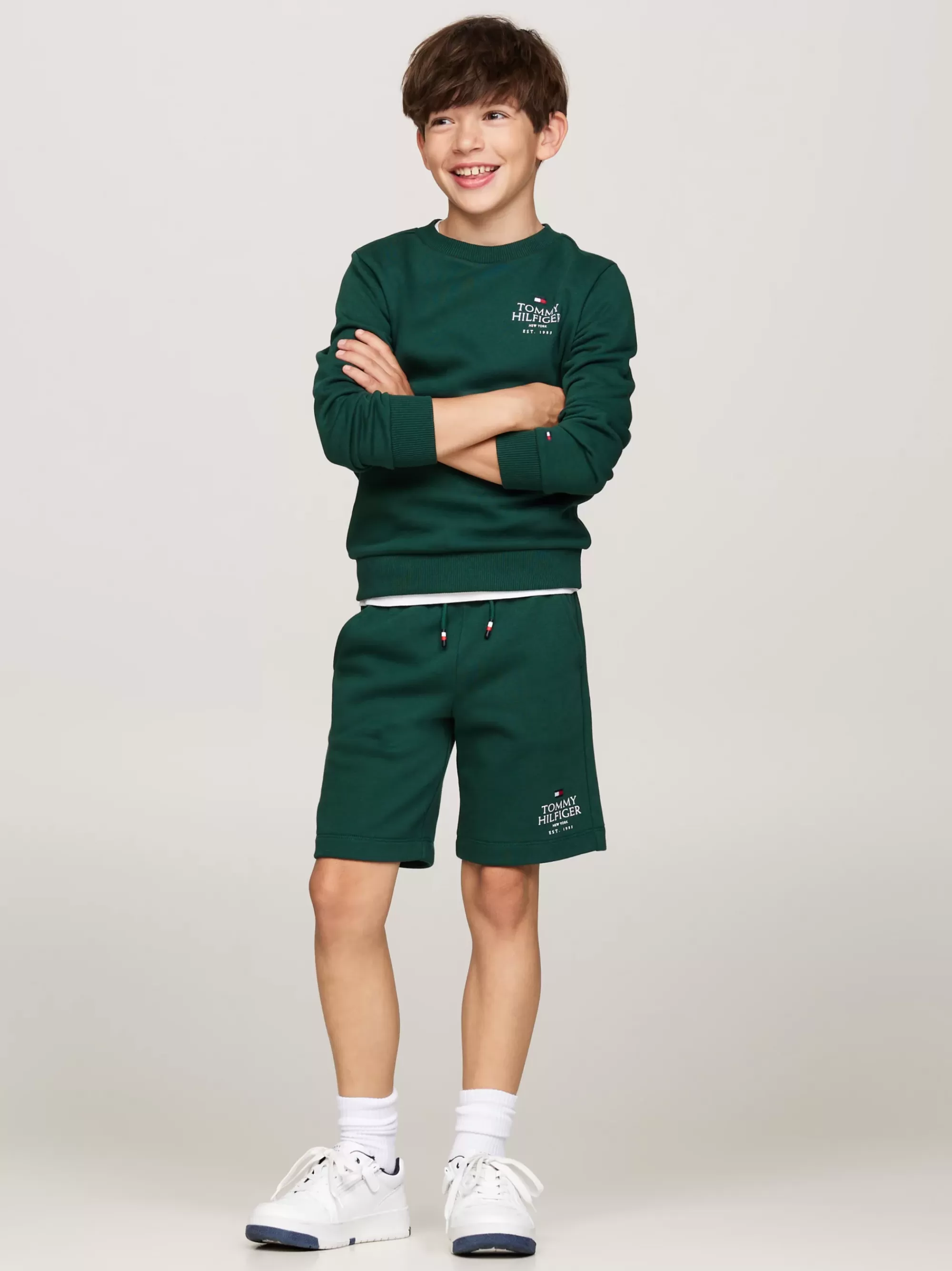 Broeken & Korte Broeken*Tommy Hilfiger Joggingshort Met Trekkoord En Hilfiger-logo ORNAMENTAL GREEN