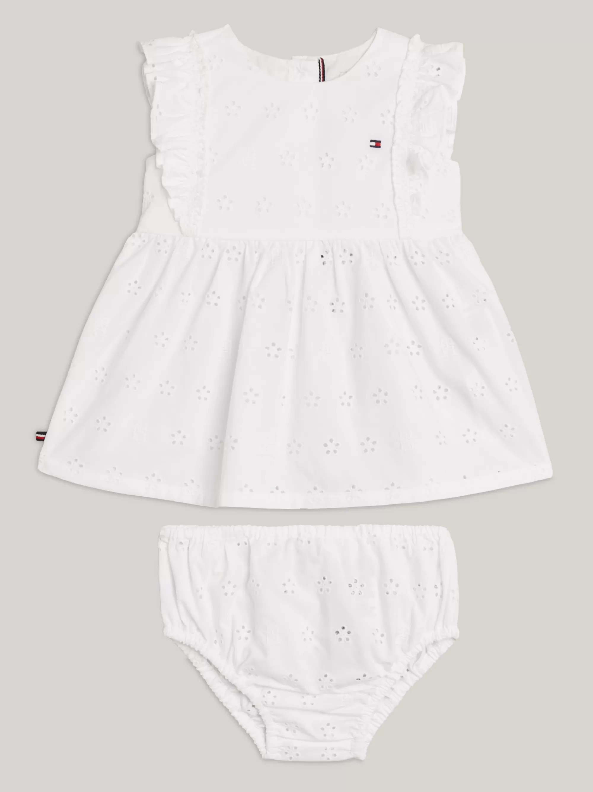 Meisjes | Jongens*Tommy Hilfiger Jurk Van Broderie Anglaise Met Korte Mouwen WHITE
