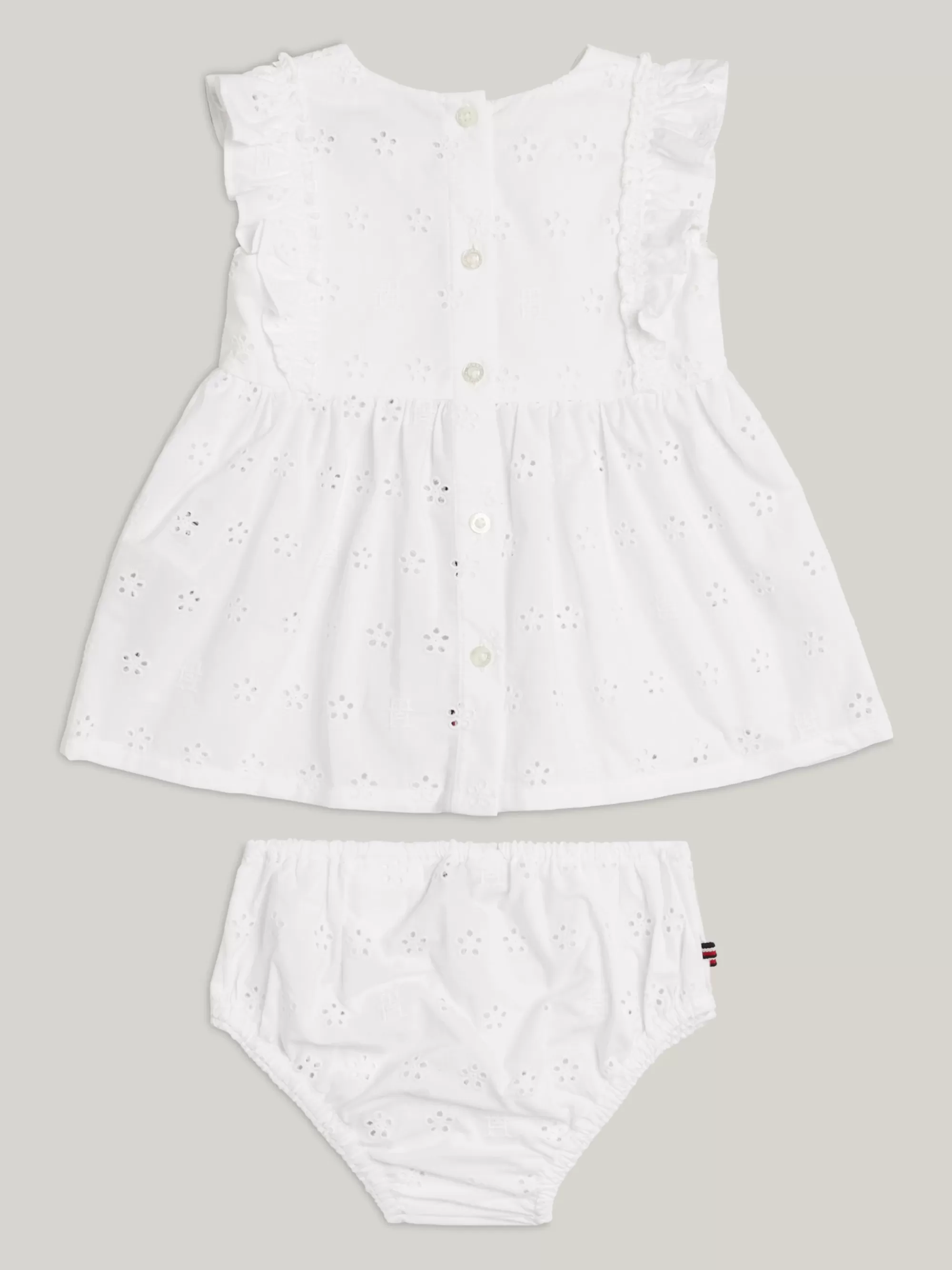 Meisjes | Jongens*Tommy Hilfiger Jurk Van Broderie Anglaise Met Korte Mouwen WHITE