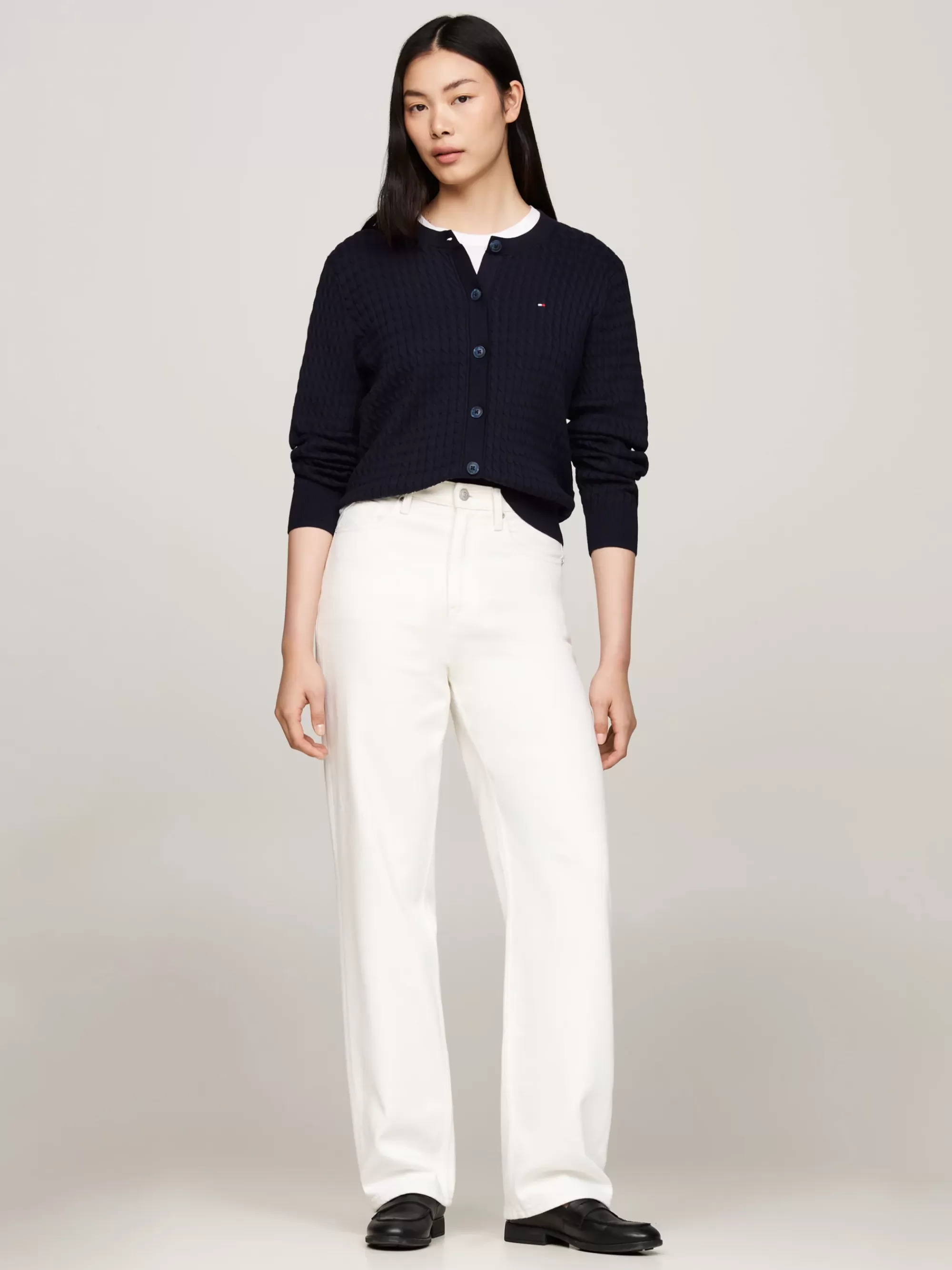 Truien Met Ronde Hals | Vesten*Tommy Hilfiger Kabelgebreid Vest DESERT SKY
