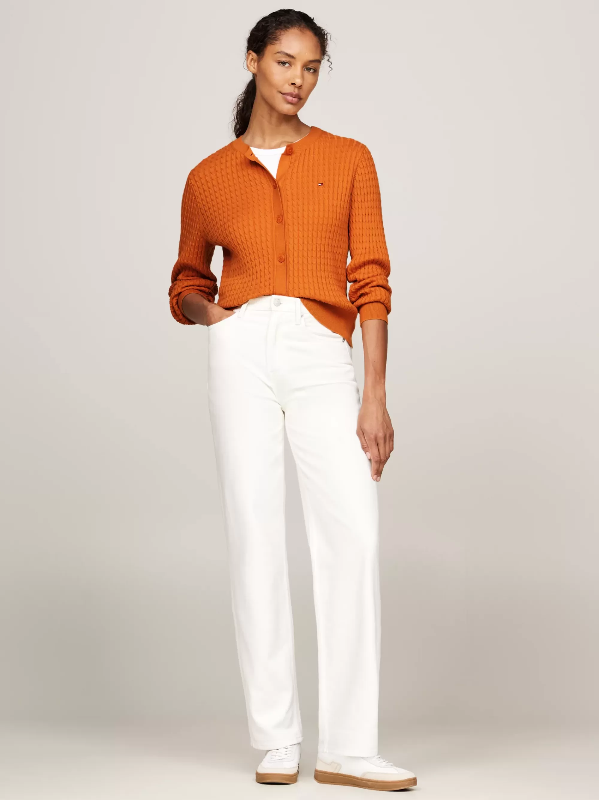 Truien Met Ronde Hals | Vesten*Tommy Hilfiger Kabelgebreid Vest AUTUMN ORANGE