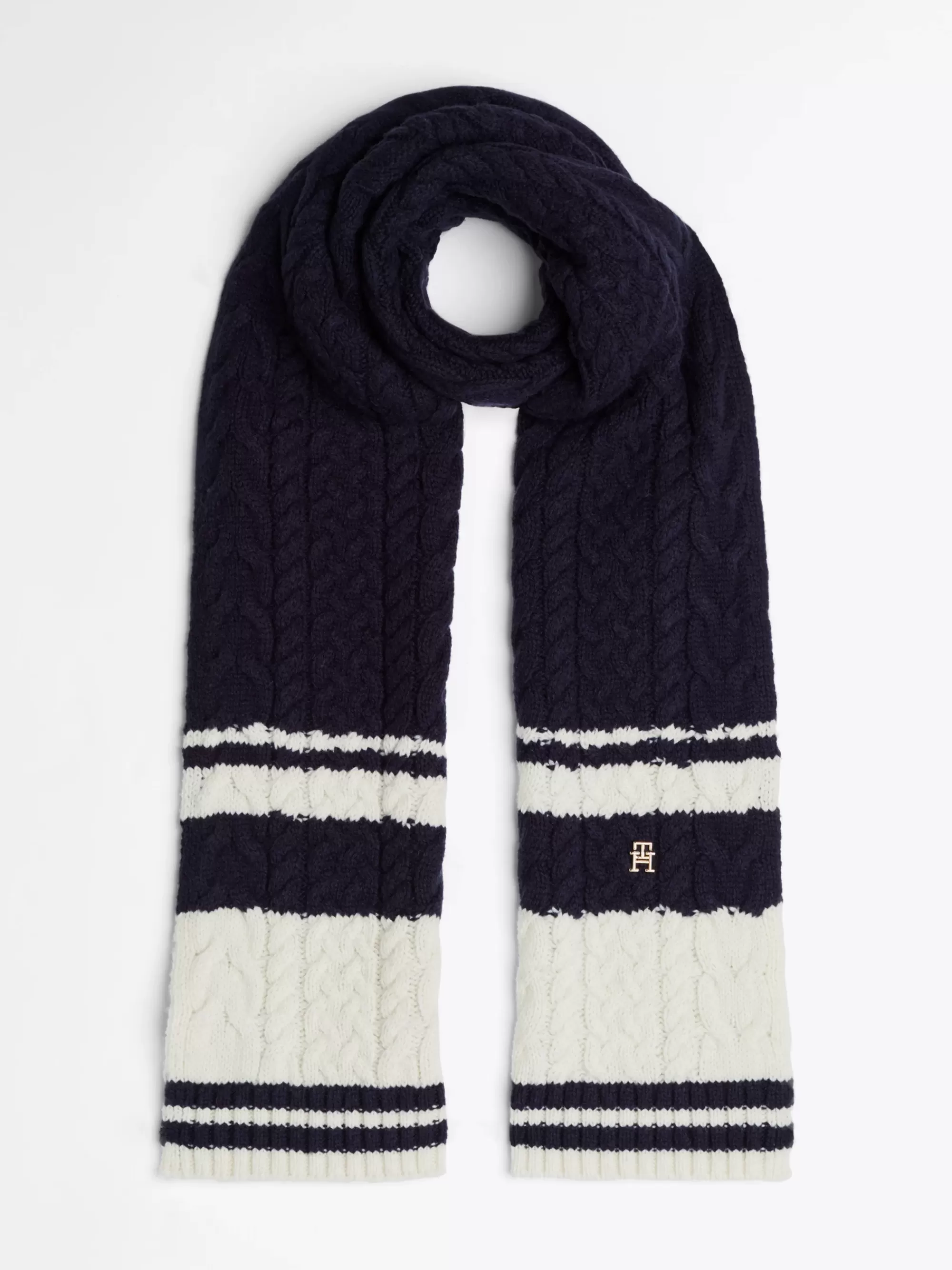 Sjaals | Sjaals*Tommy Hilfiger Kabelgebreide Sjaal Van Wolmix SPACE BLUE