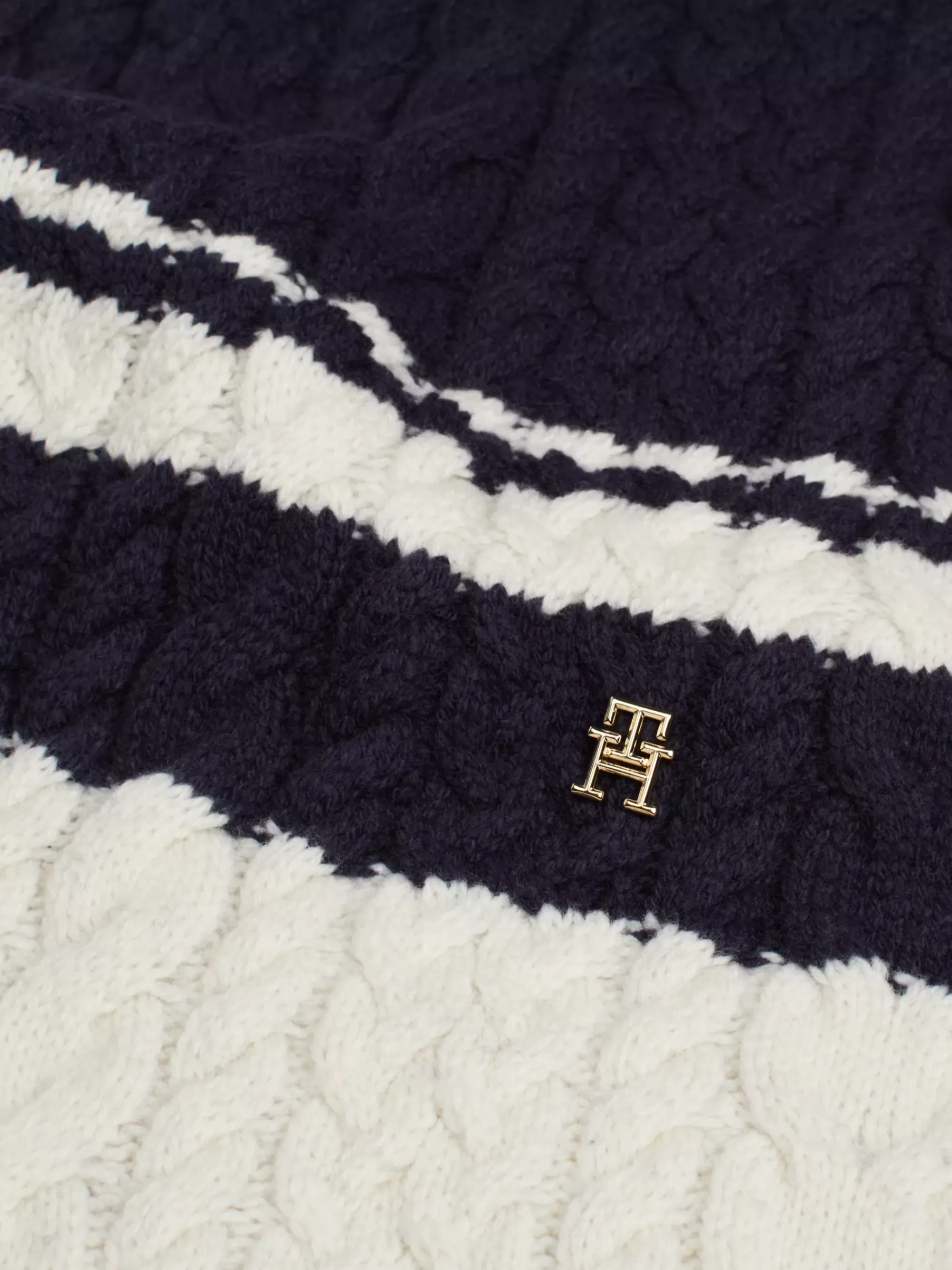 Sjaals | Sjaals*Tommy Hilfiger Kabelgebreide Sjaal Van Wolmix SPACE BLUE