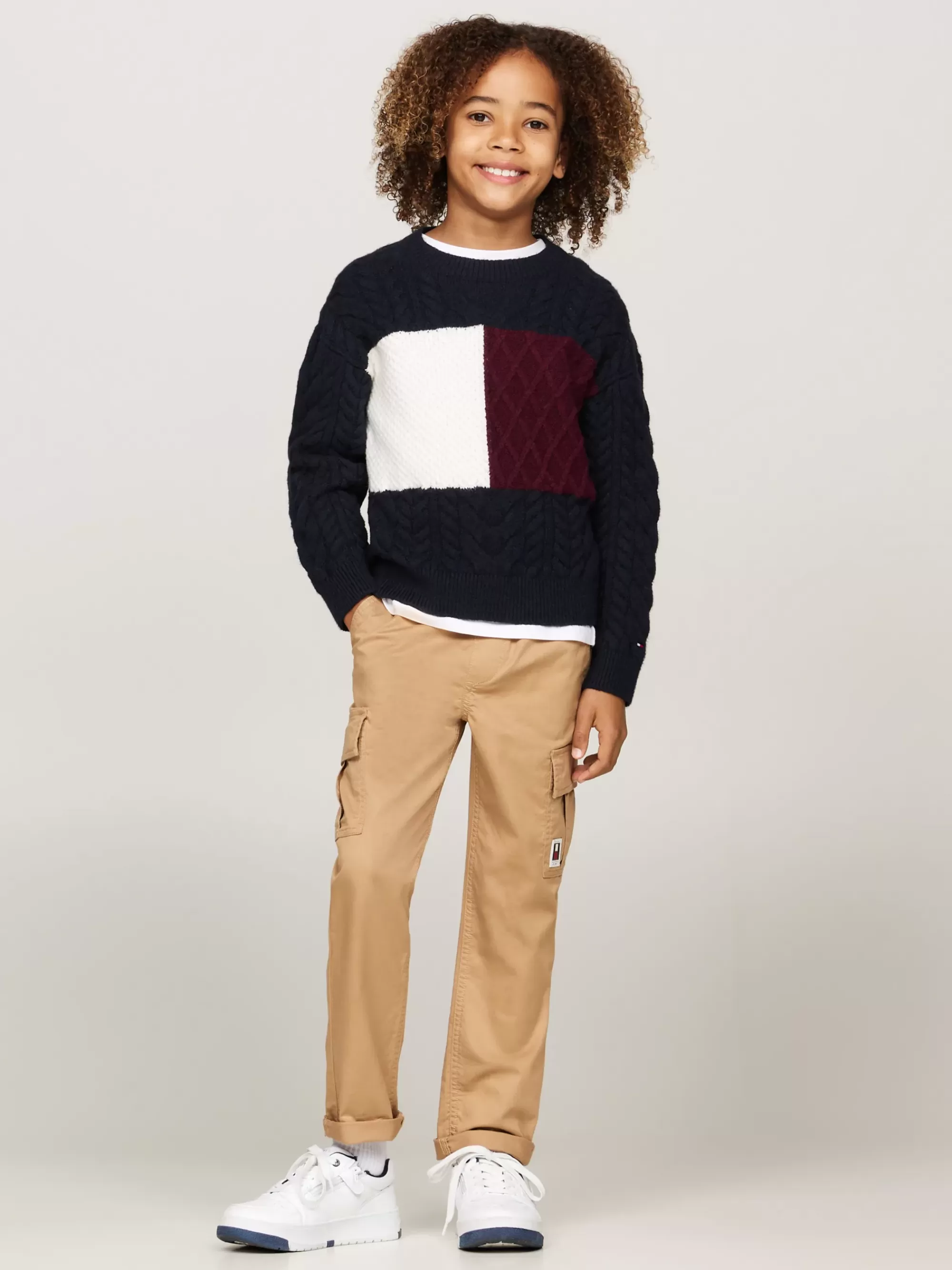 Truien & Vesten*Tommy Hilfiger Kabelgebreide Trui Met Colour-blocking DESERT SKY