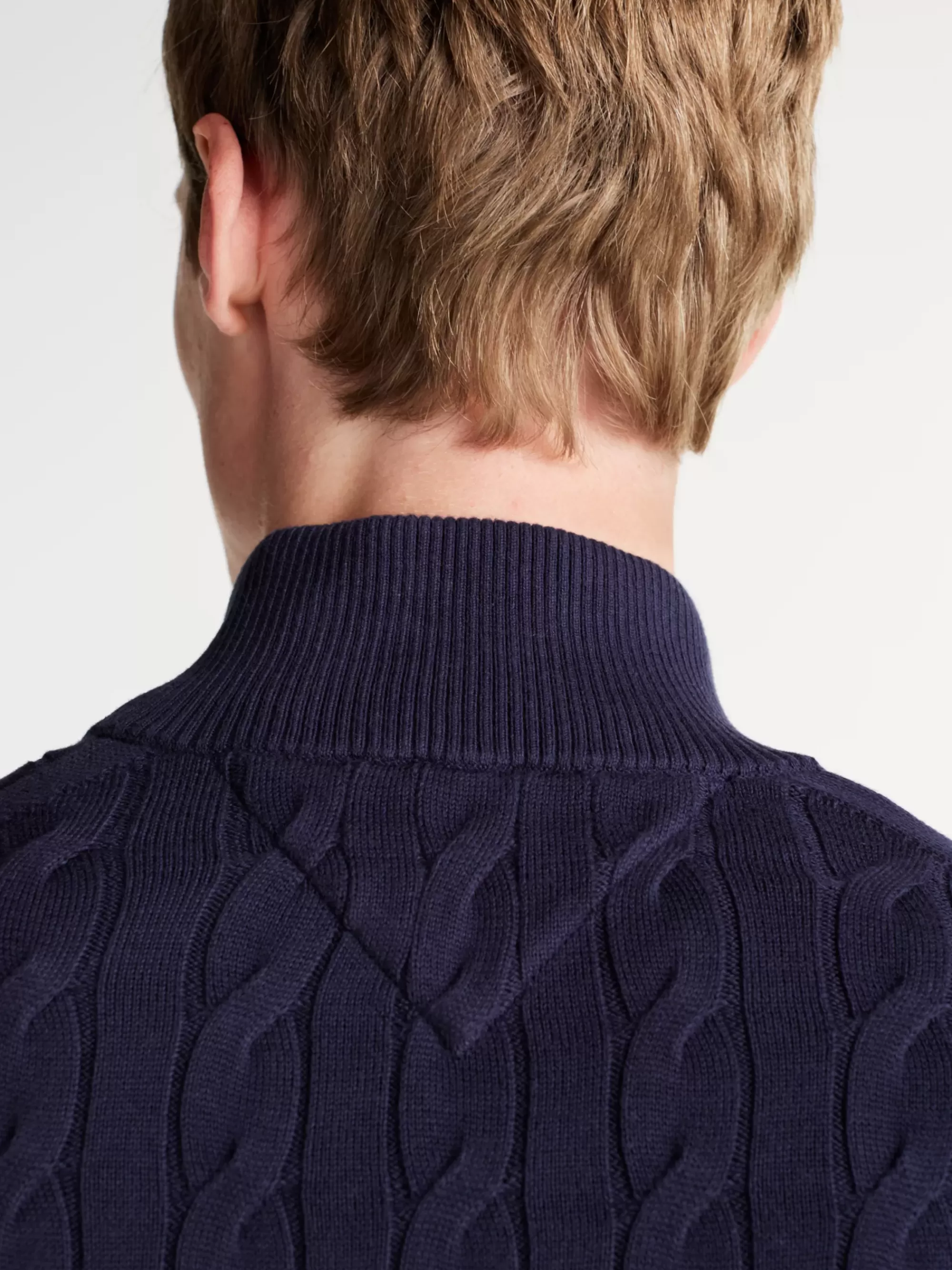Trui Met Rits | Truien*Tommy Hilfiger Kabelgebreide Trui Met Halve Rits DESERT SKY