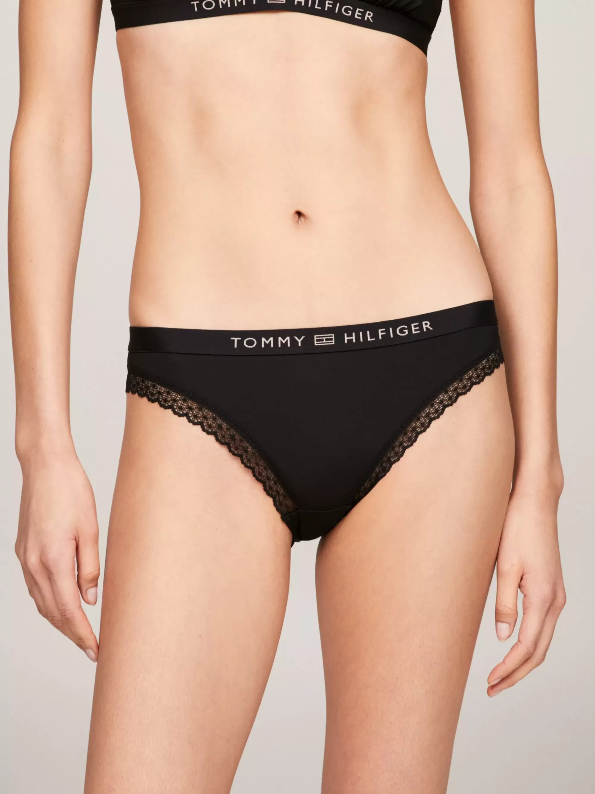 Slips | Lingerie*Tommy Hilfiger Kanten Slip Met Ton-sur-ton Logo BLACK