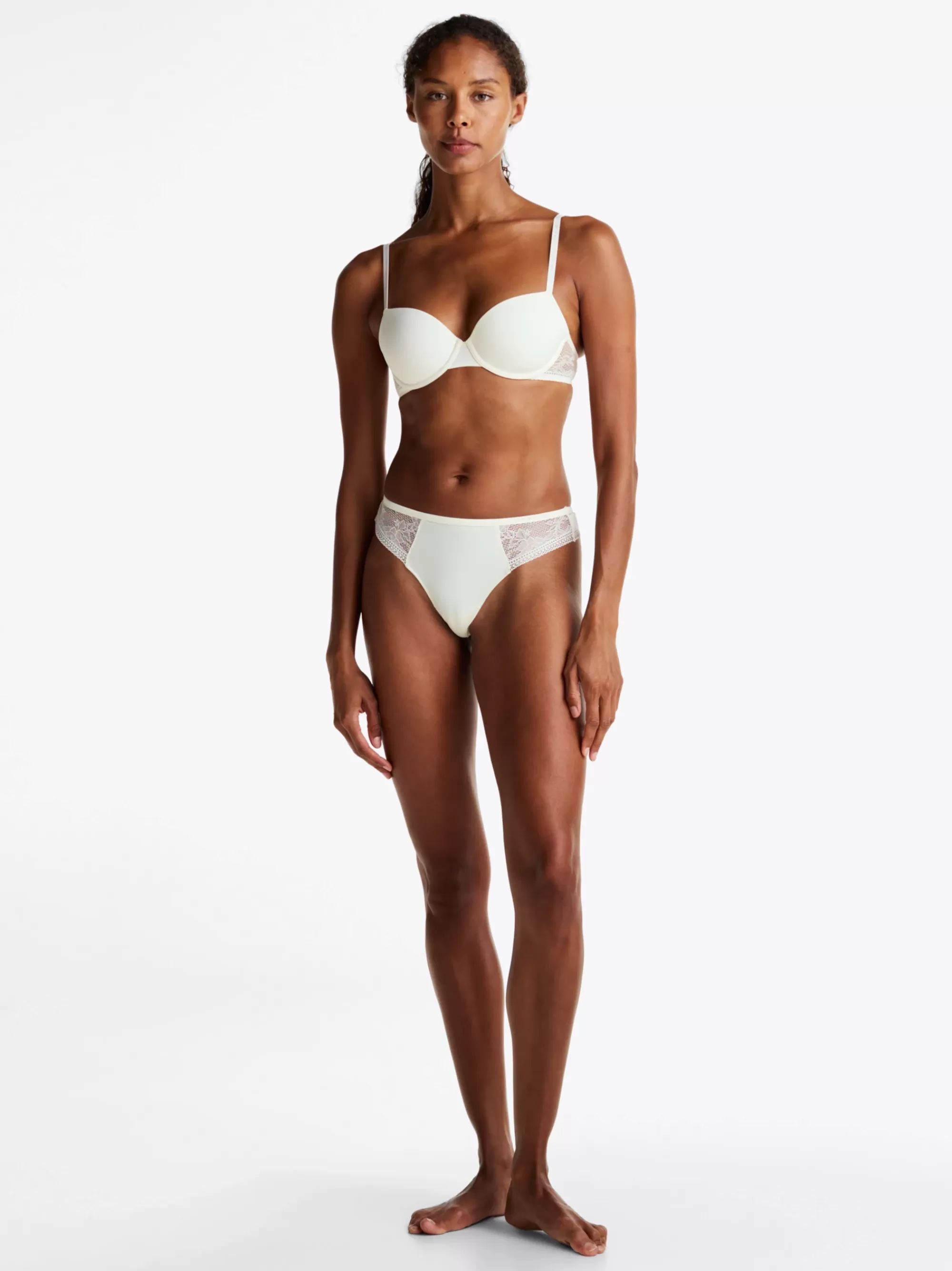Slips | Lingerie*Tommy Hilfiger Kanten String Met Logo Op De Tailleband IVORY