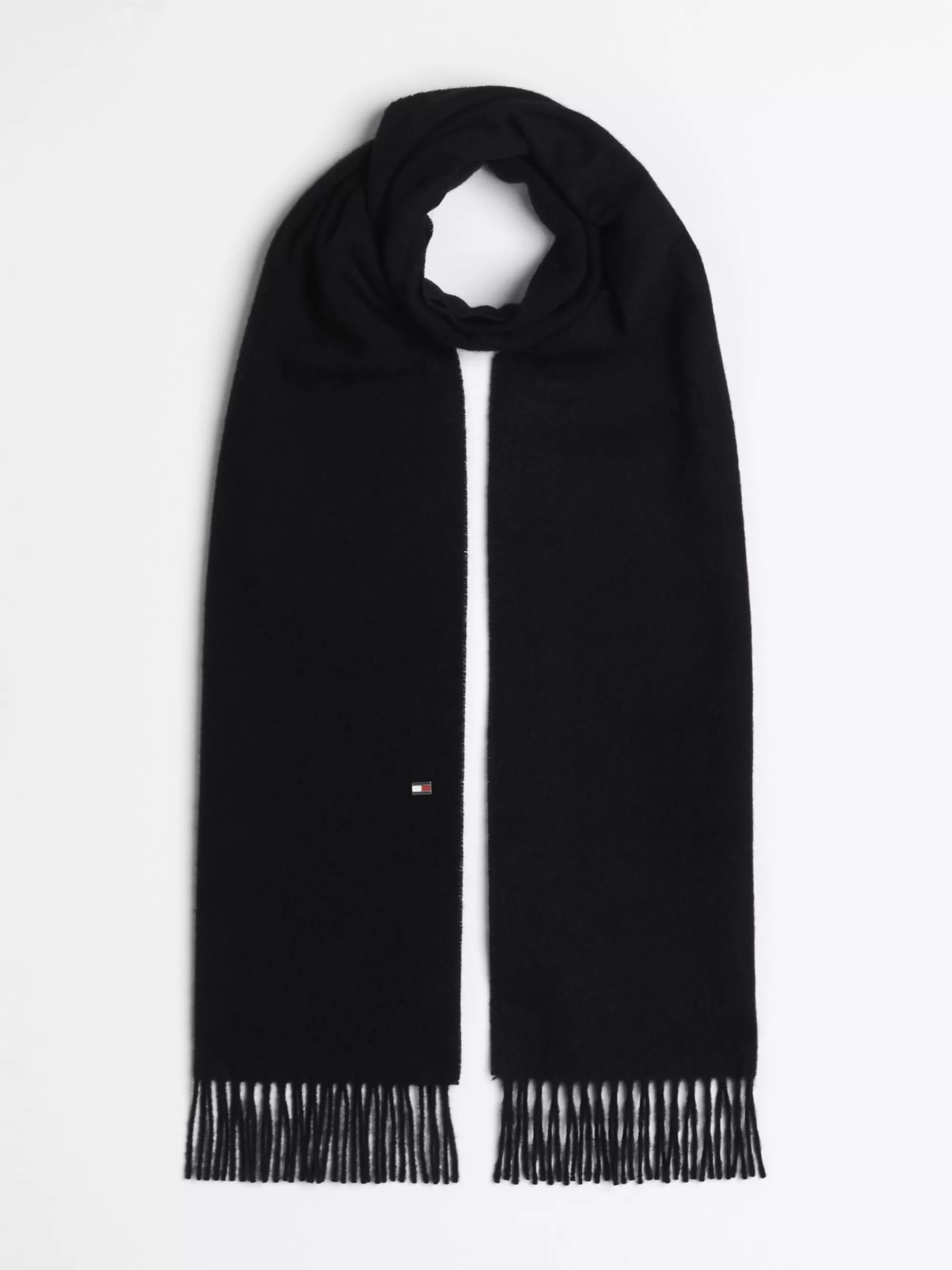 Mutsen, Handschoenen & Sjaals*Tommy Hilfiger Kasjmier Sjaal Met Franje En Vlag BLACK