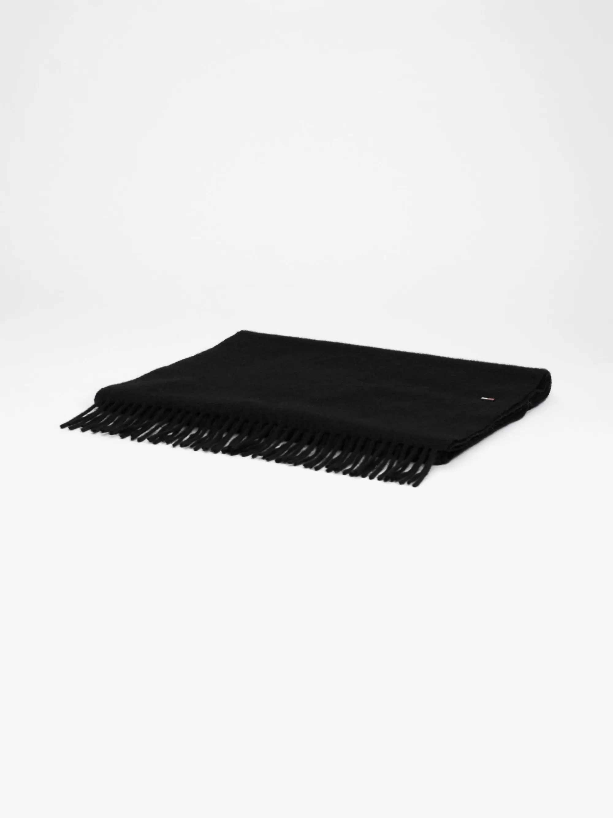 Mutsen, Handschoenen & Sjaals*Tommy Hilfiger Kasjmier Sjaal Met Franje En Vlag BLACK