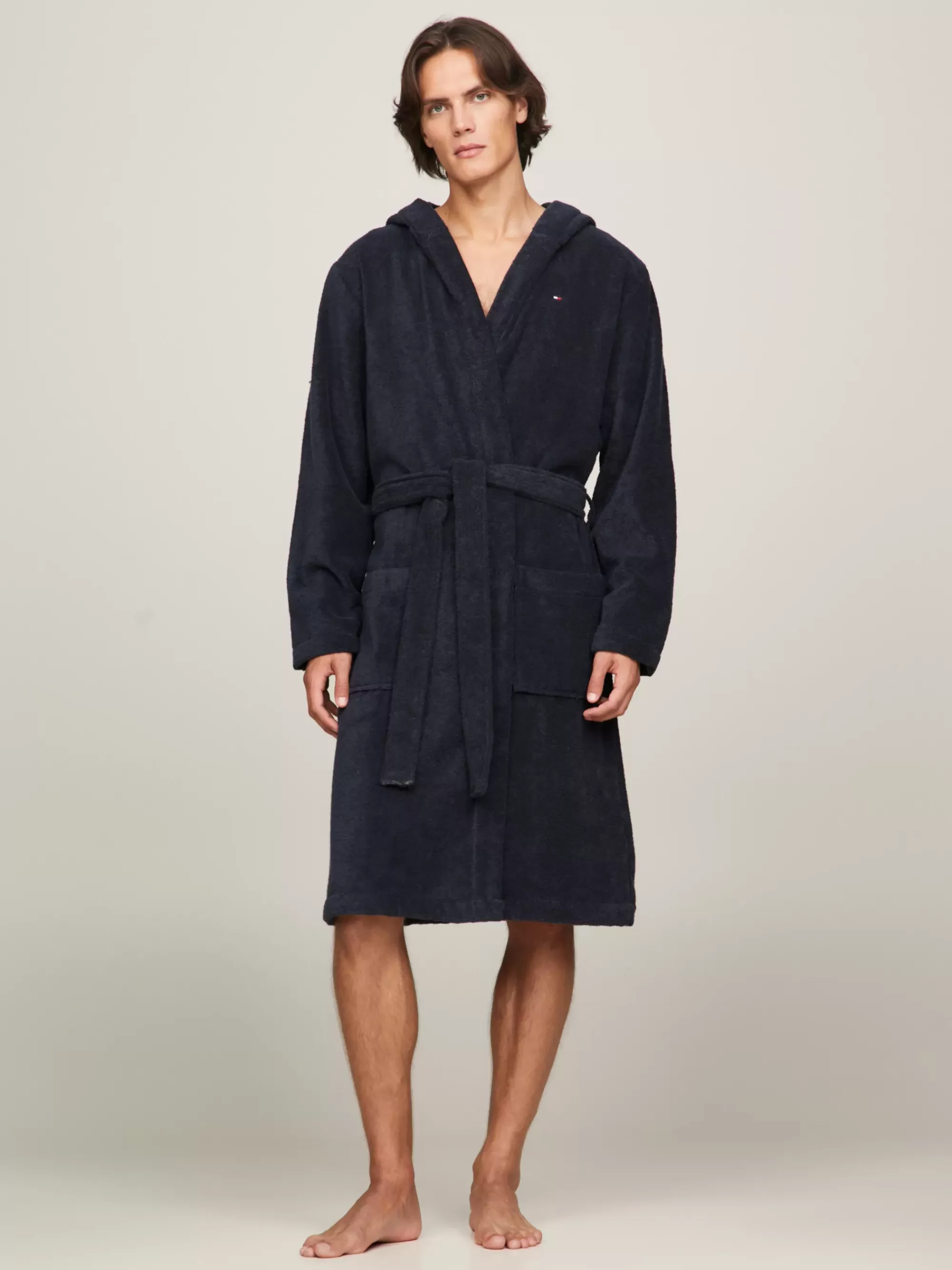Loungewear*Tommy Hilfiger Katoenen Badjas Met Capuchon NAVY BLAZER