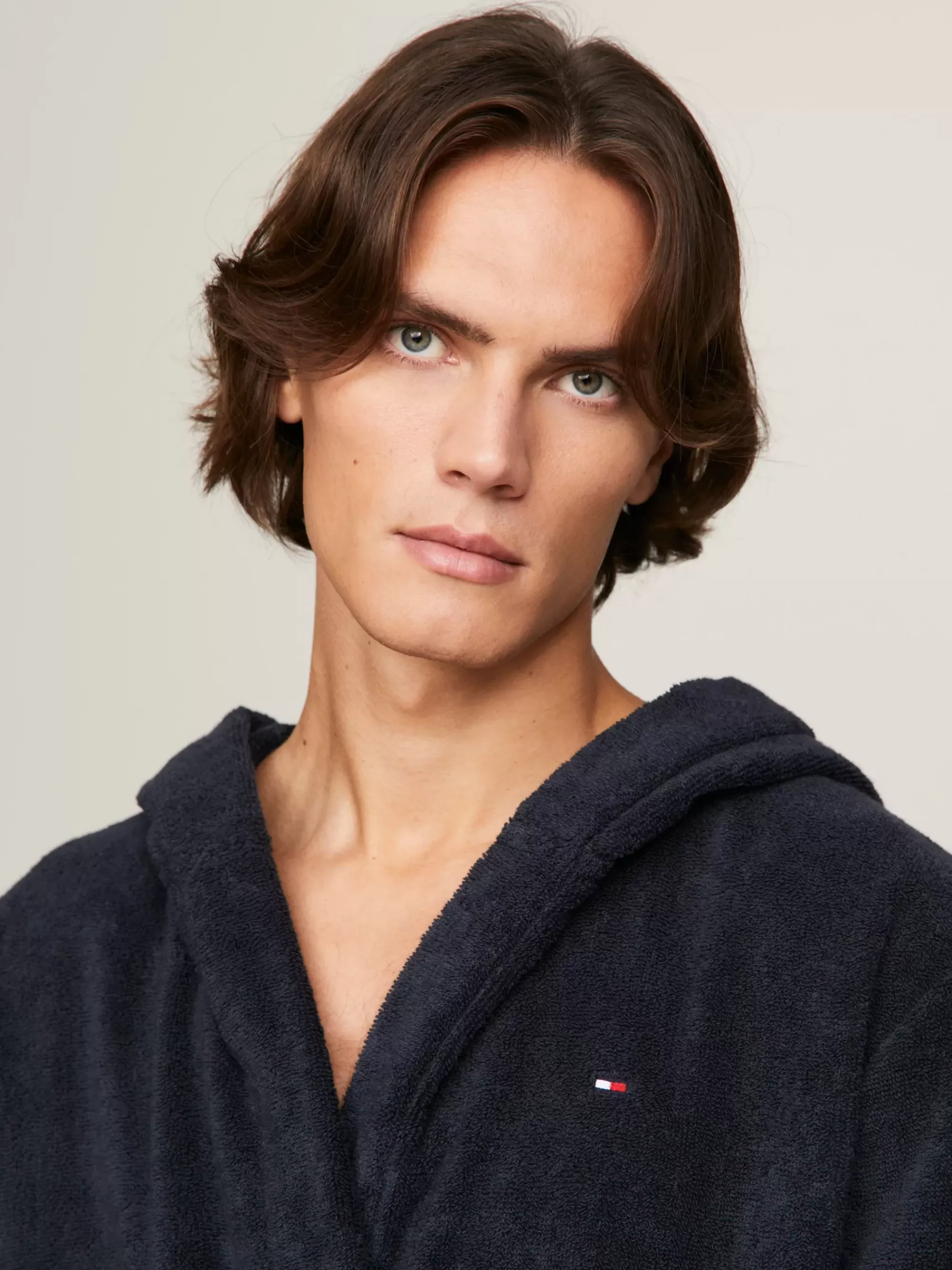 Loungewear*Tommy Hilfiger Katoenen Badjas Met Capuchon NAVY BLAZER