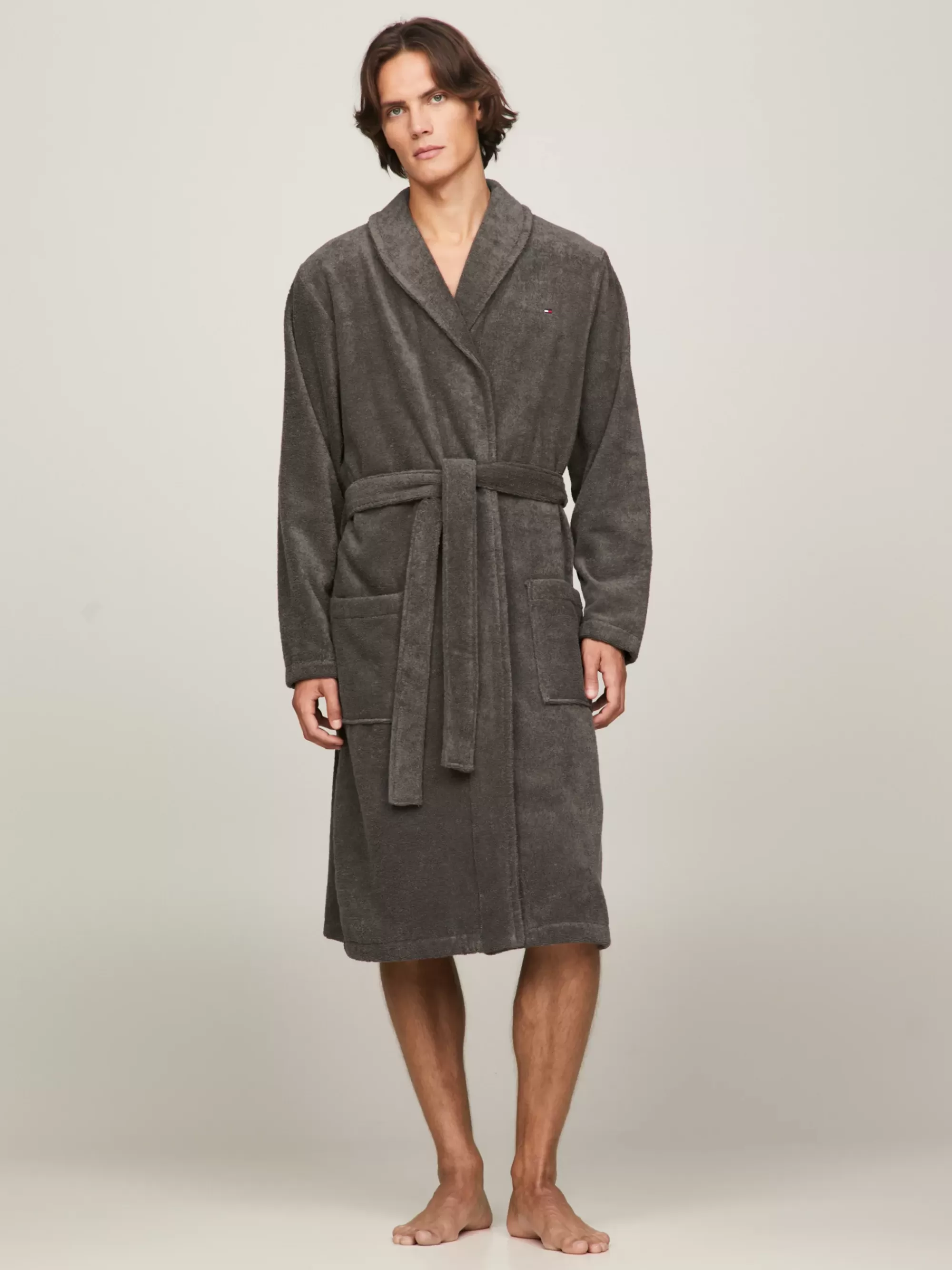 Loungewear*Tommy Hilfiger Katoenen Badstof Badjas MAGNET