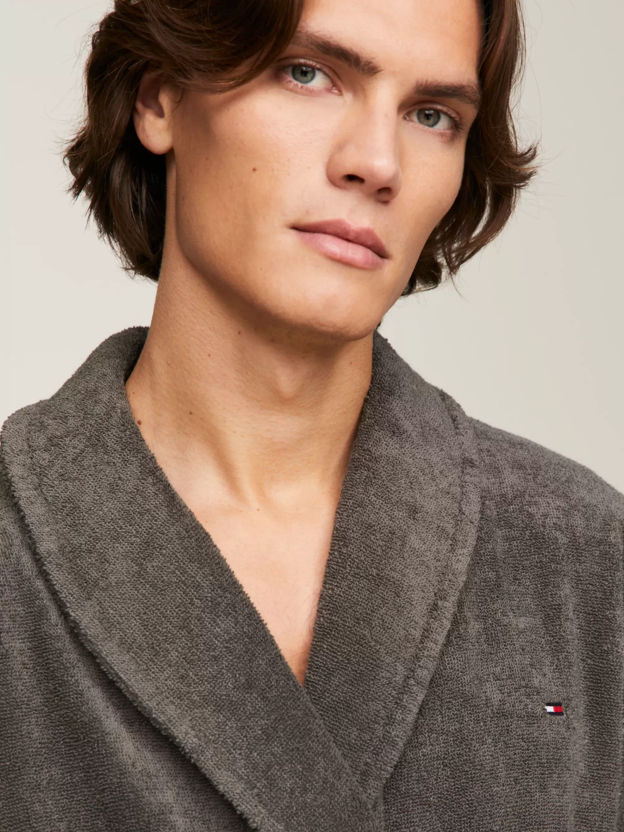 Loungewear*Tommy Hilfiger Katoenen Badstof Badjas MAGNET