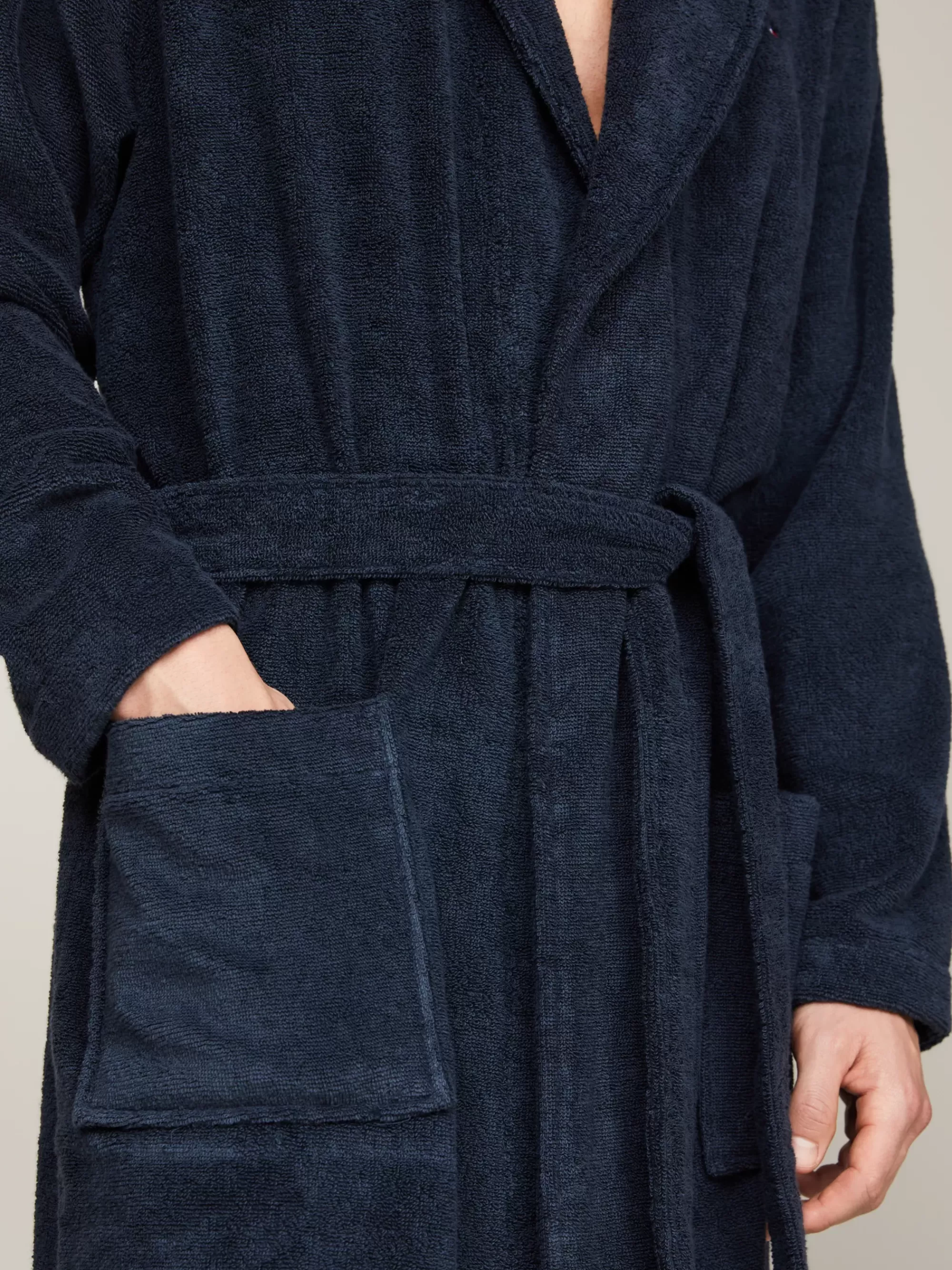 Loungewear*Tommy Hilfiger Katoenen Badstof Badjas NAVY BLAZER