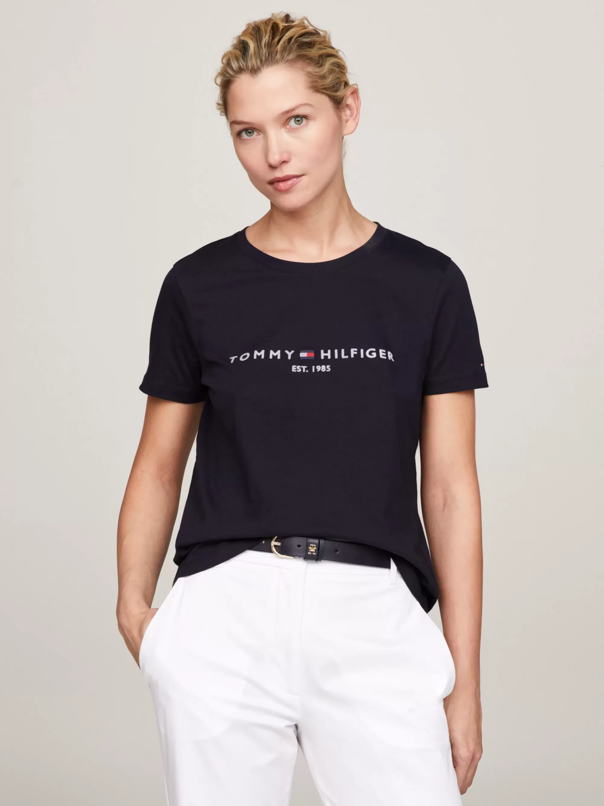 T-Shirts*Tommy Hilfiger Katoenen T-shirt Met Logo DESERT SKY