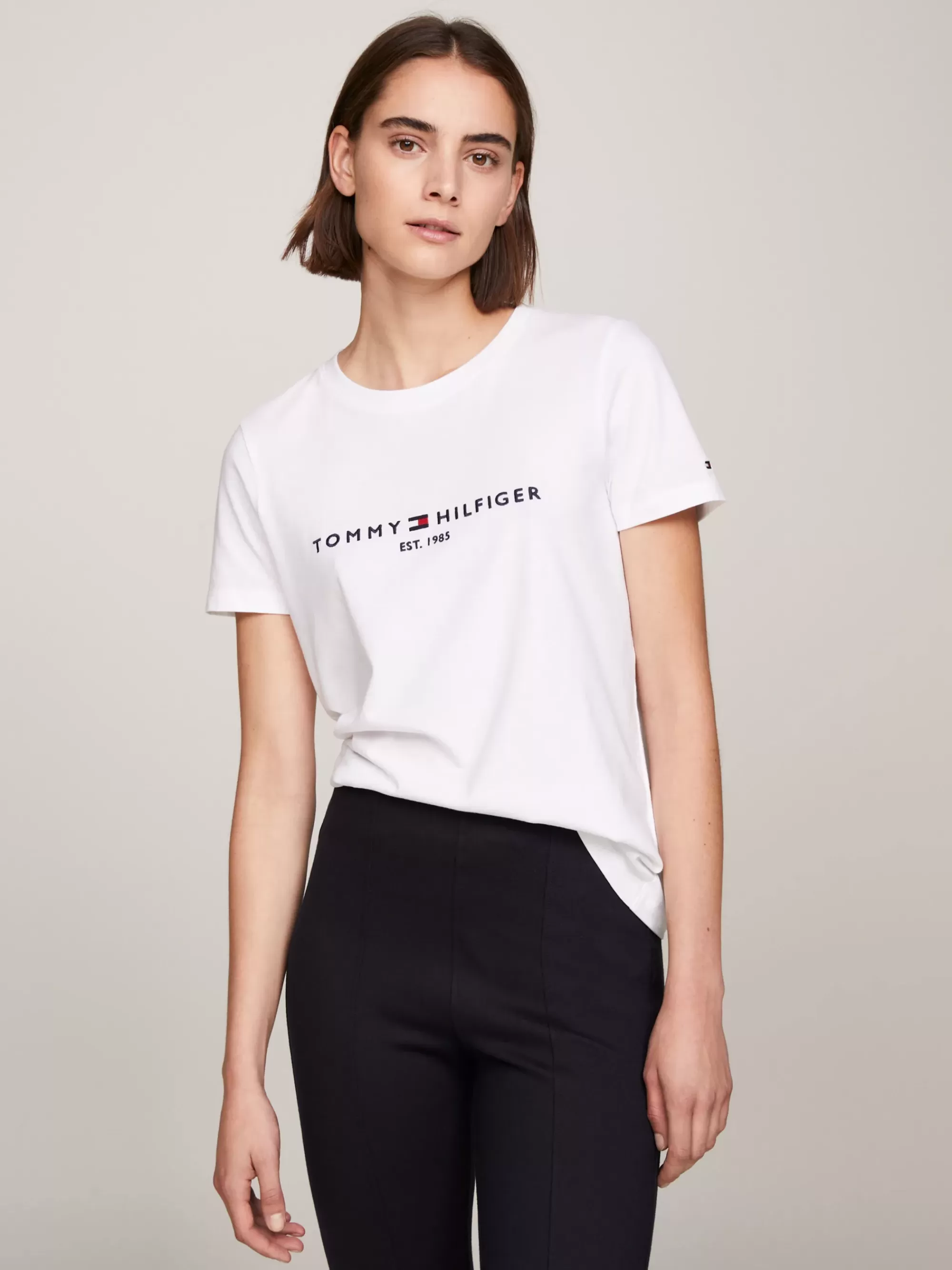T-Shirts*Tommy Hilfiger Katoenen T-shirt Met Logo WHITE