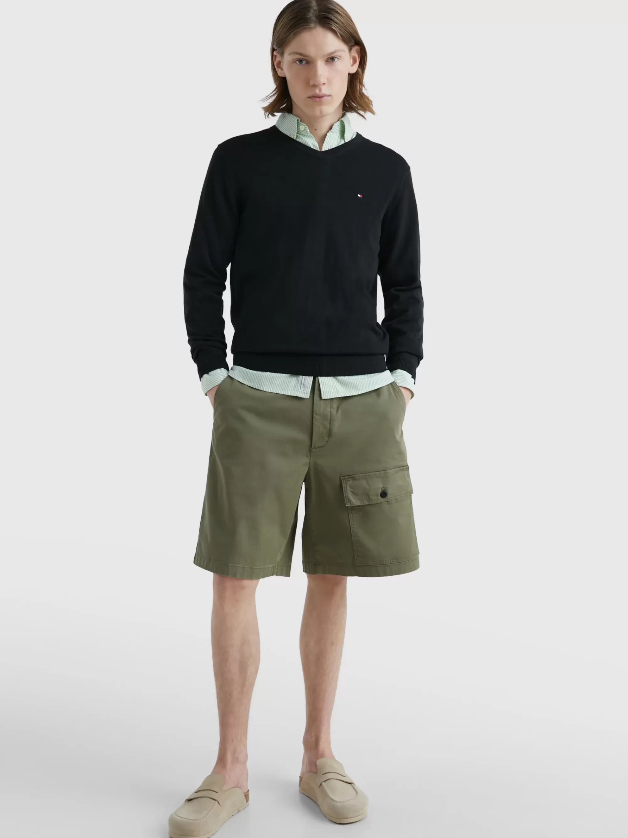 Truien | Truien & Vesten*Tommy Hilfiger Katoenmix V-hals Trui FLAG BLACK