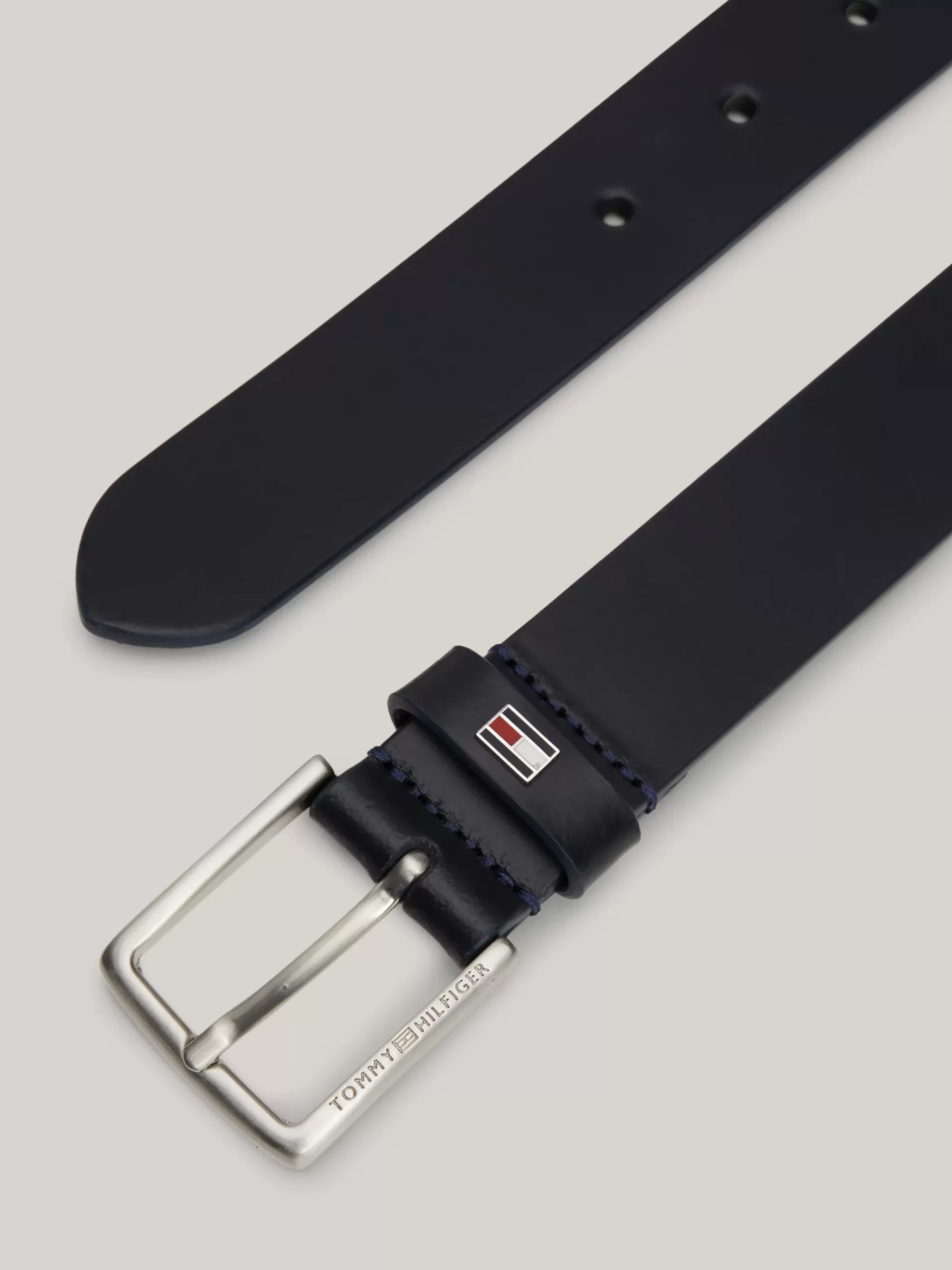 Schoenen & Accessoires*Tommy Hilfiger Kids Essential Leren Riem Met Logo SPACE BLUE