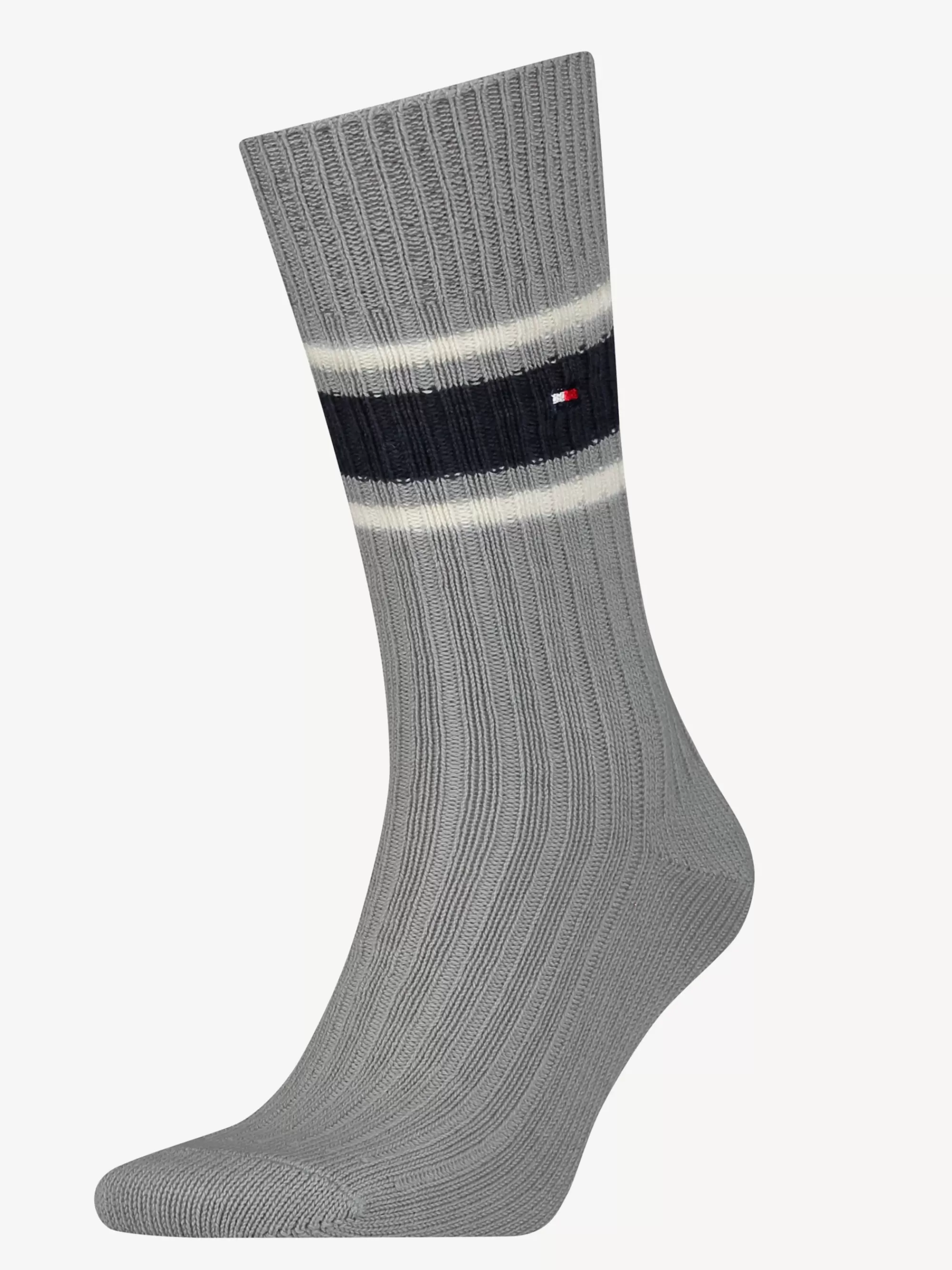 Sokken*Tommy Hilfiger Klassieke Ribgebreide Sokken Met Streep GREY MELANGE / WHITE