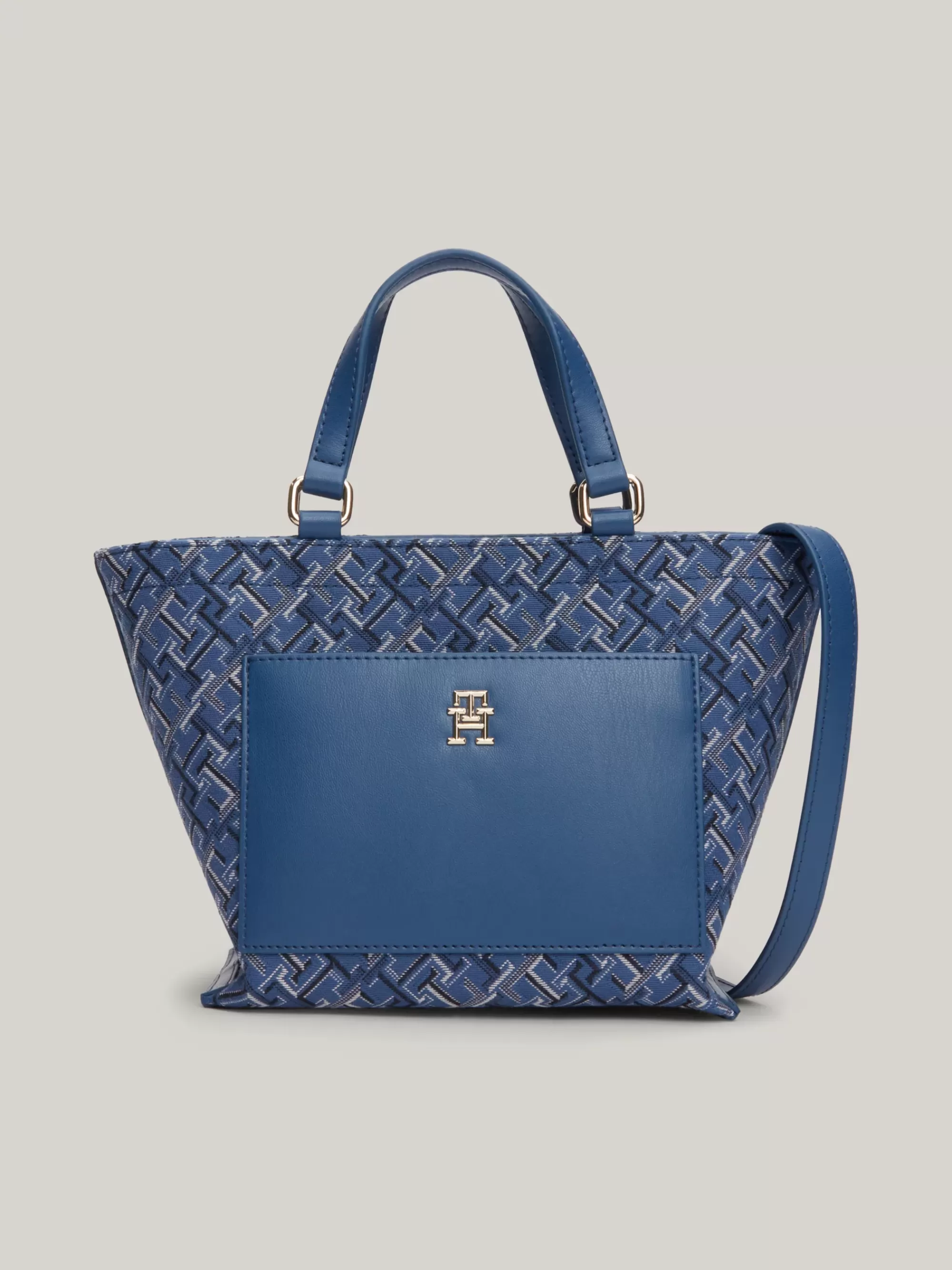 Shoppers*Tommy Hilfiger Kleine Canvas Shopper Met Jacquard FOSSIL BLUE MONO