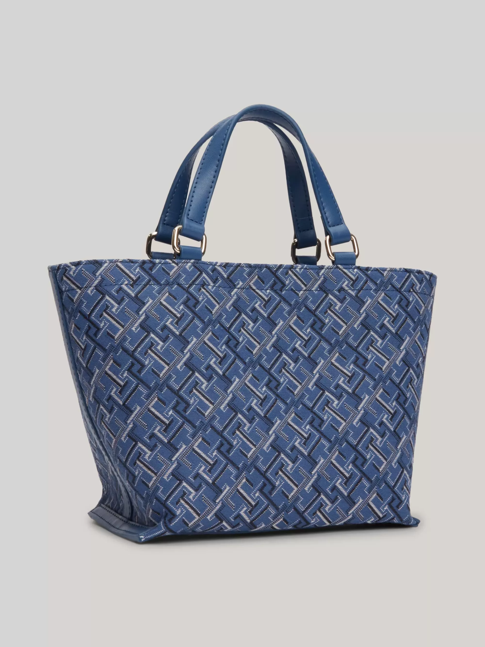 Shoppers*Tommy Hilfiger Kleine Canvas Shopper Met Jacquard FOSSIL BLUE MONO