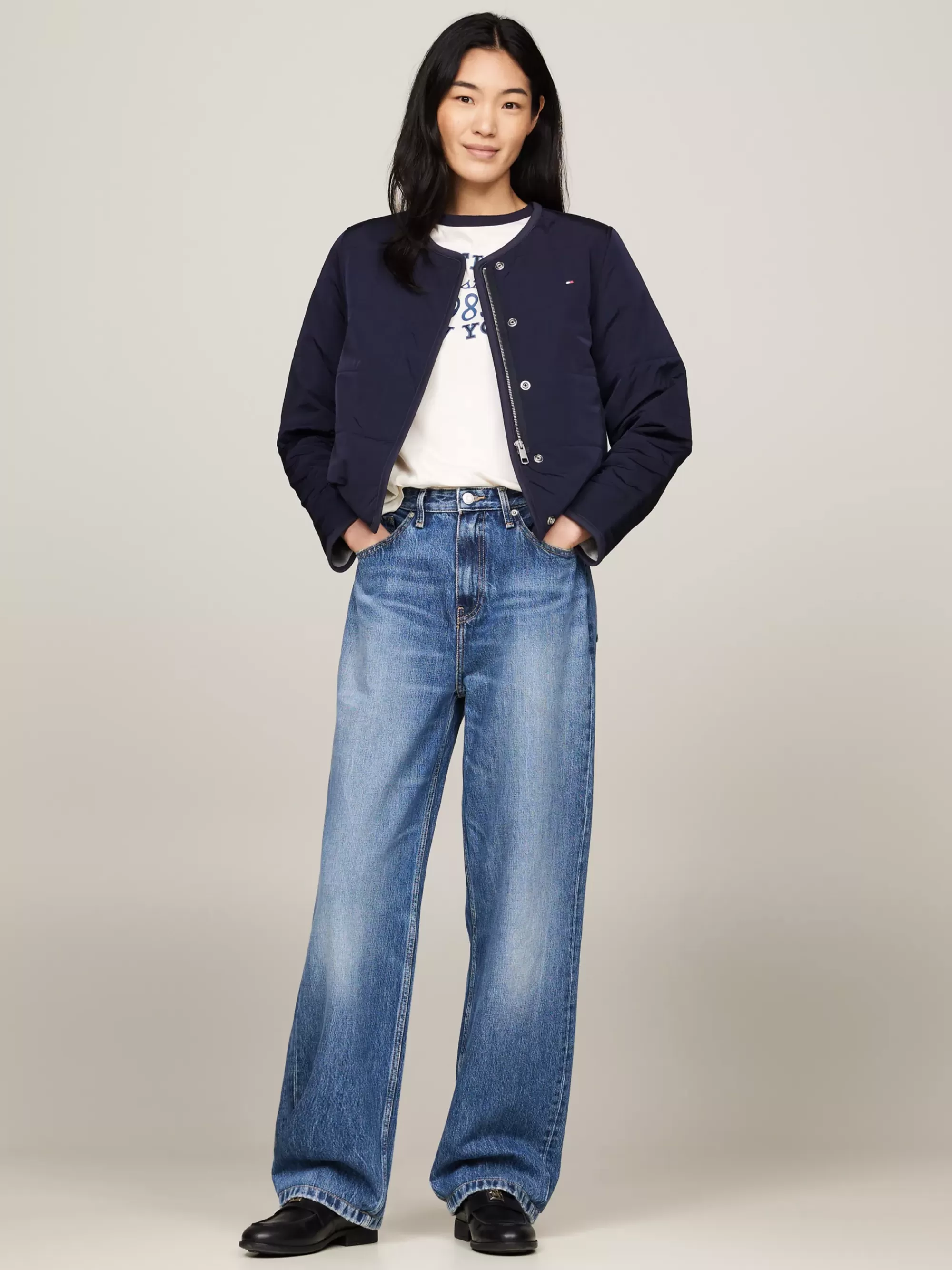 Jassen & Jacks*Tommy Hilfiger Kraagloos Gewatteerd Jasje Met Jersey-voering DESERT SKY