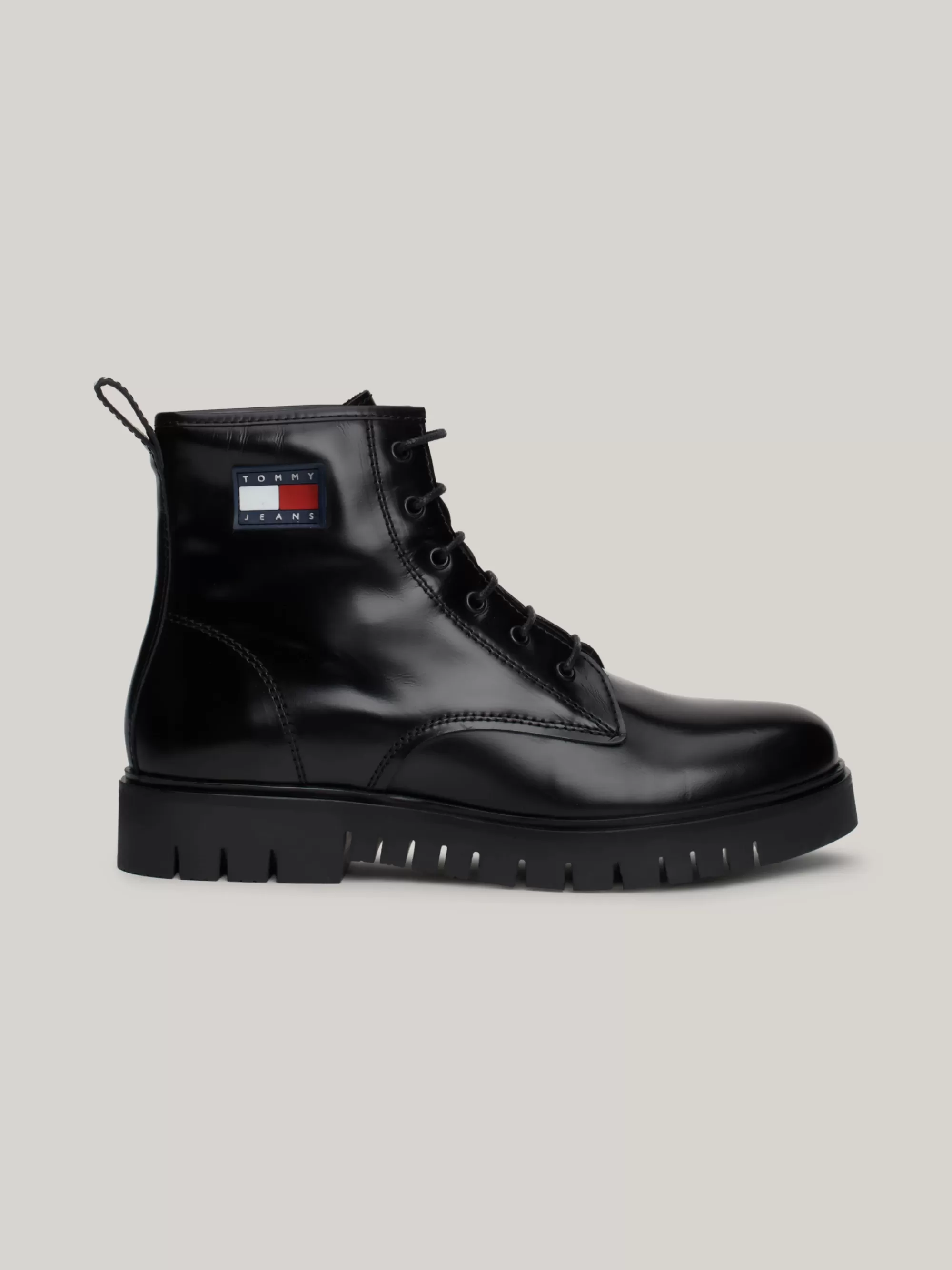 Veterlaarzen | Laarzen & Enkellaarzen*Tommy Hilfiger Lakleren Halfhoge Laars Met Profielzool BLACK
