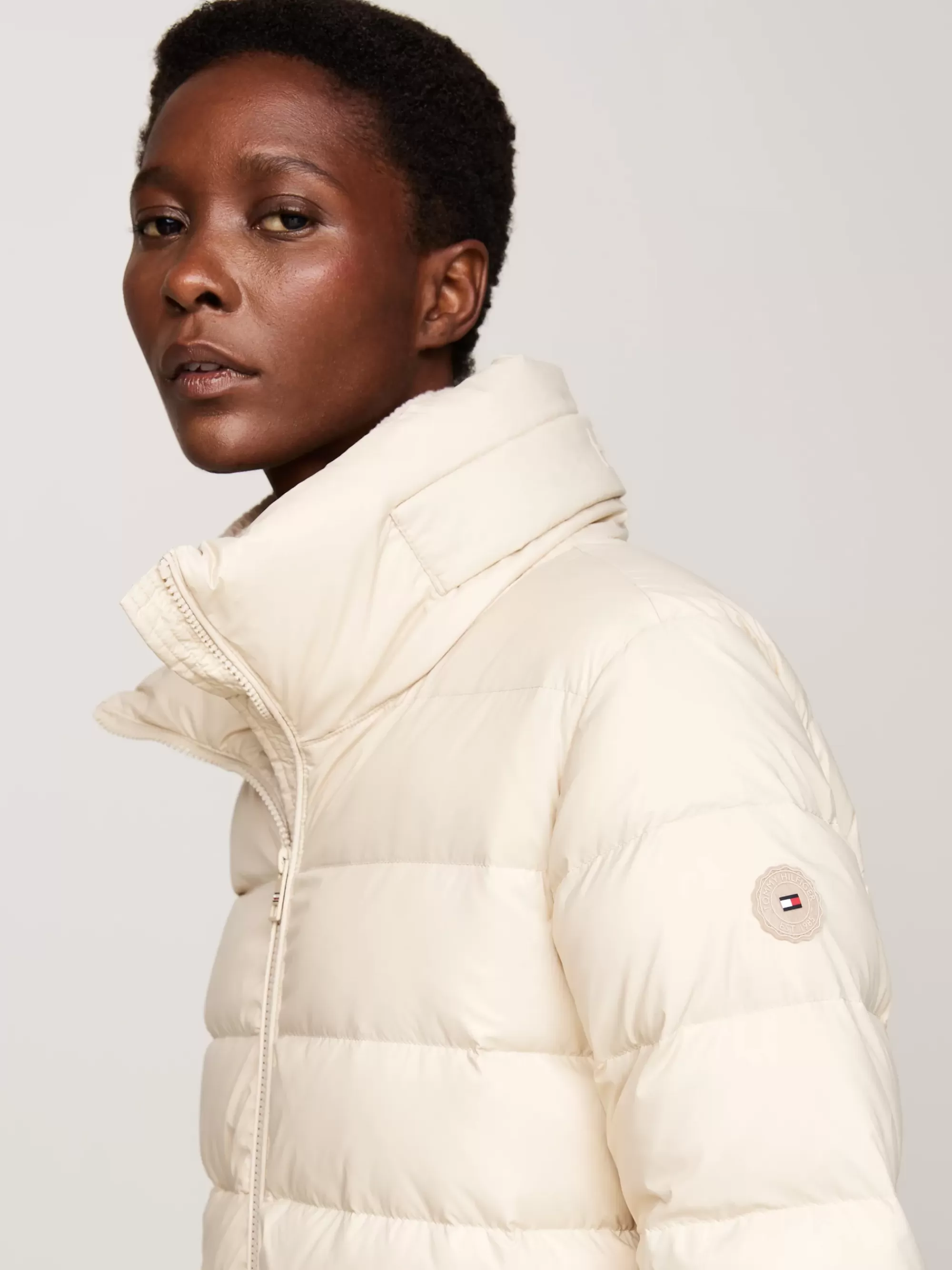 Jassen & Jacks*Tommy Hilfiger Lange Donsjas Met Opvouwbare Capuchon CLASSIC BEIGE