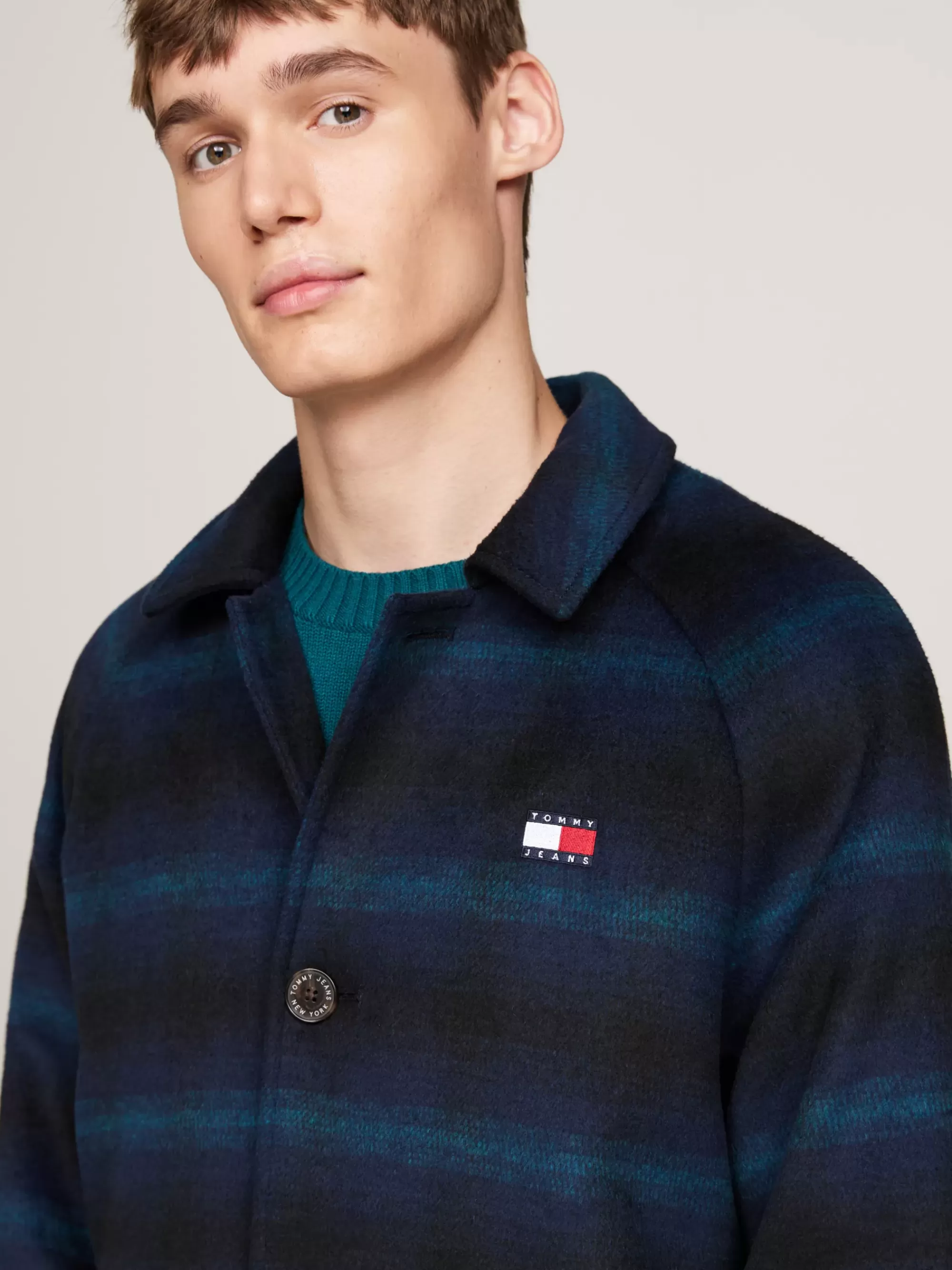 Jassen & Jacks*Tommy Hilfiger Lange Geruite Jas Van Wolmix BLACK CHECK