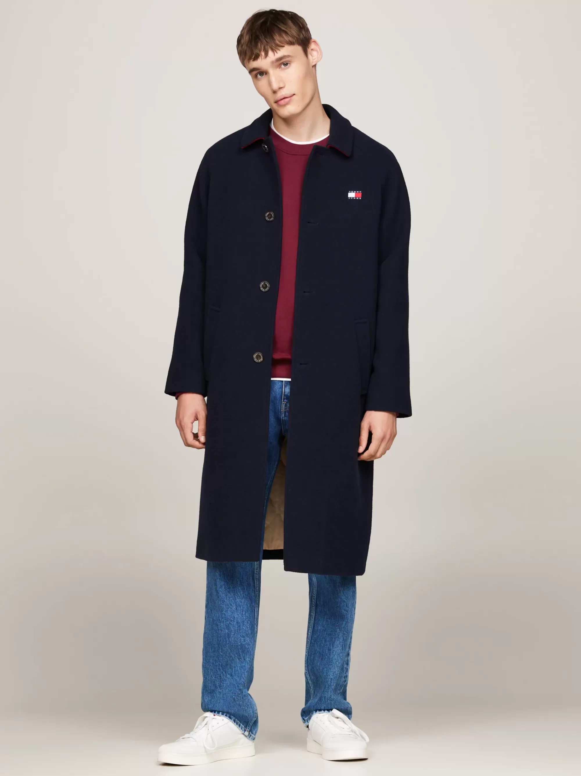 Jassen & Jacks*Tommy Hilfiger Lange Jas Van Wolmix DARK NIGHT NAVY