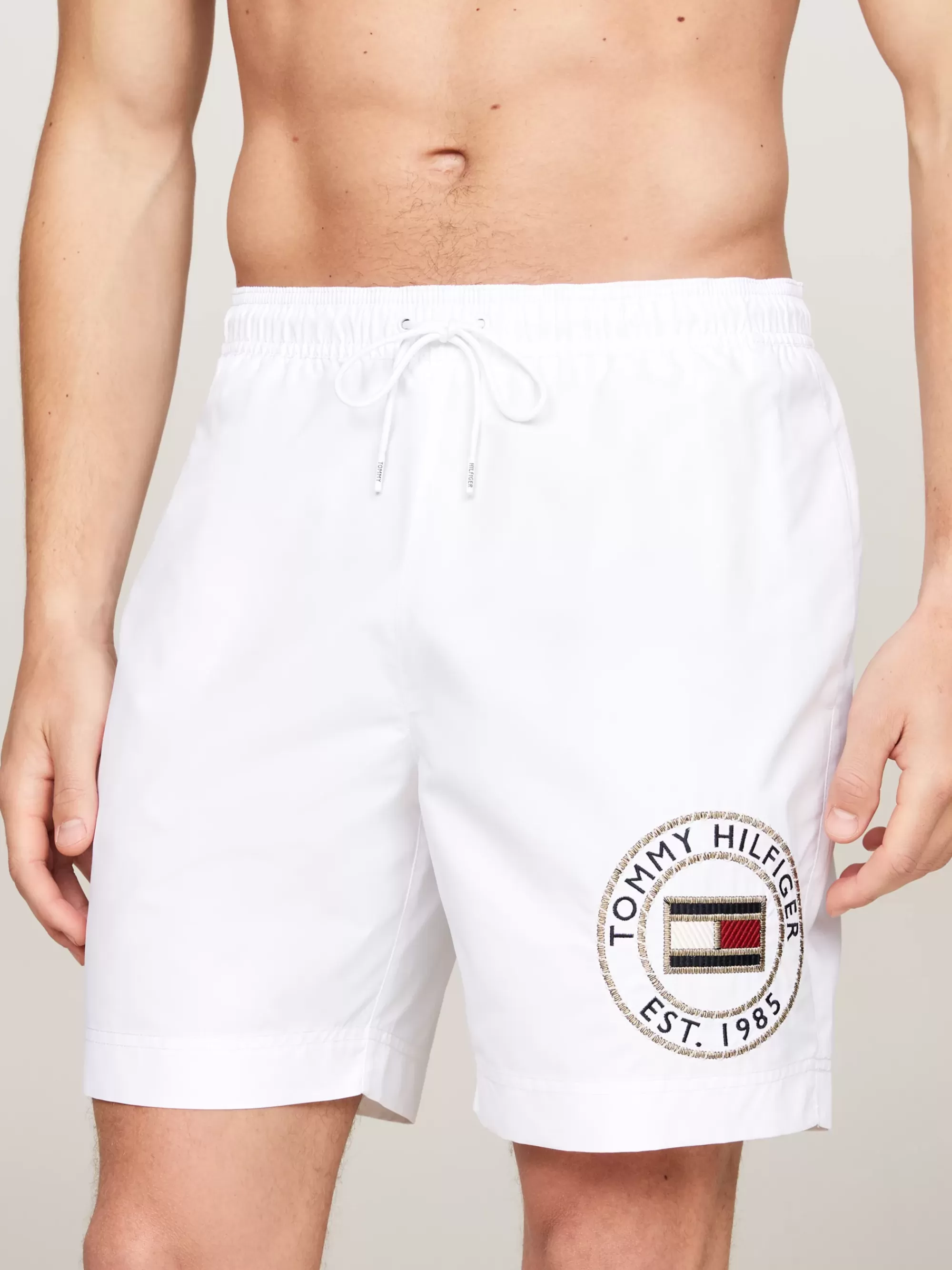 Zwemkleding*Tommy Hilfiger Lange Zwemshort Met Trekkoord En Logo WHITE