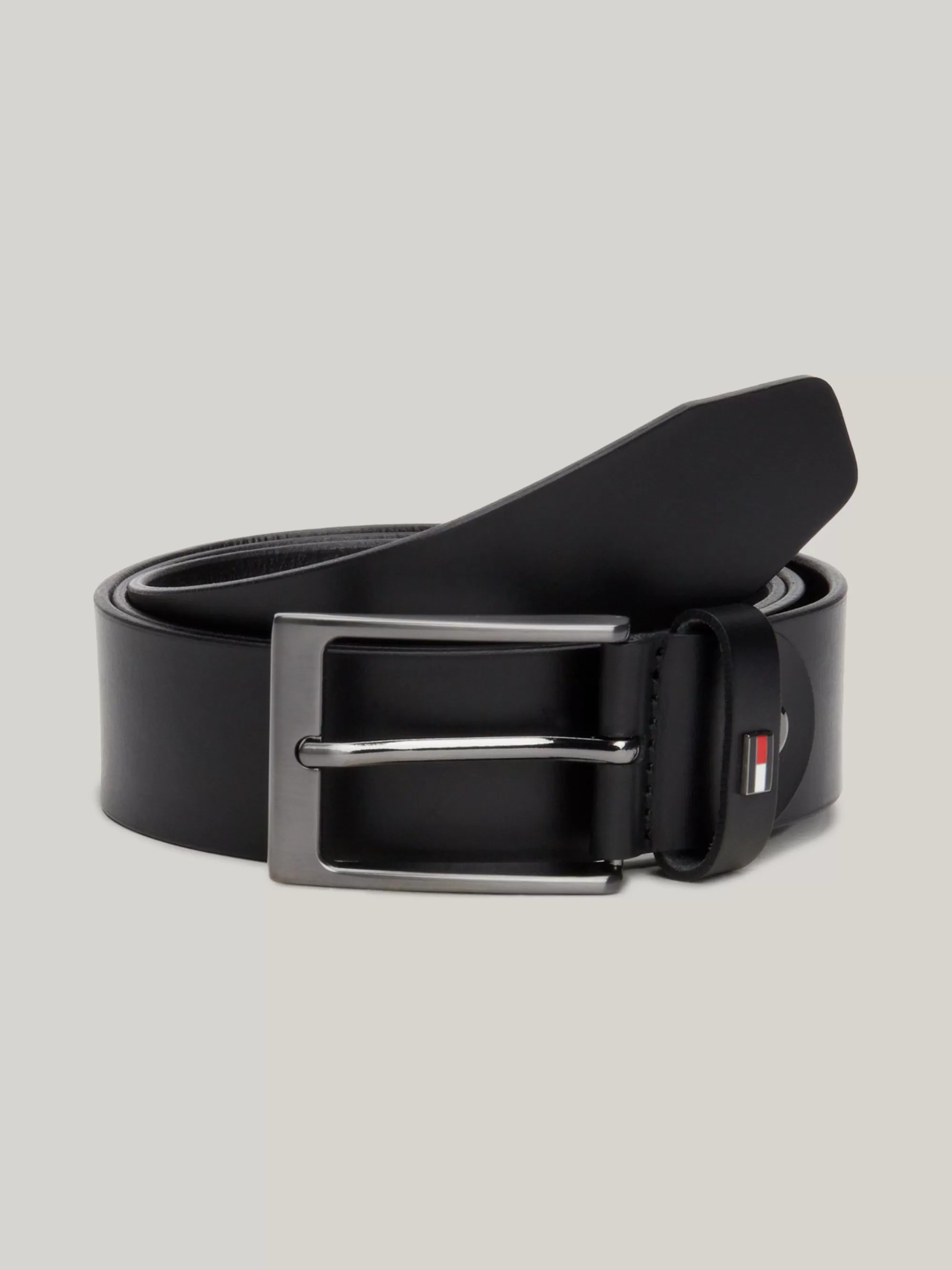 Riemen*Tommy Hilfiger Layton Verstelbare Leren Riem Met Vlag BLACK