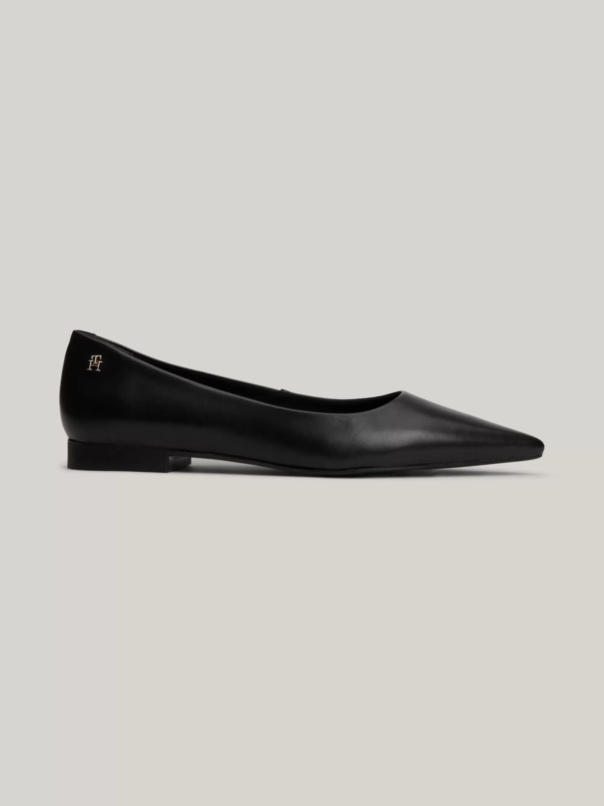 Ballerina's | Platte Schoenen*Tommy Hilfiger Leren Ballerina Met Spitse Neus En Monogram BLACK
