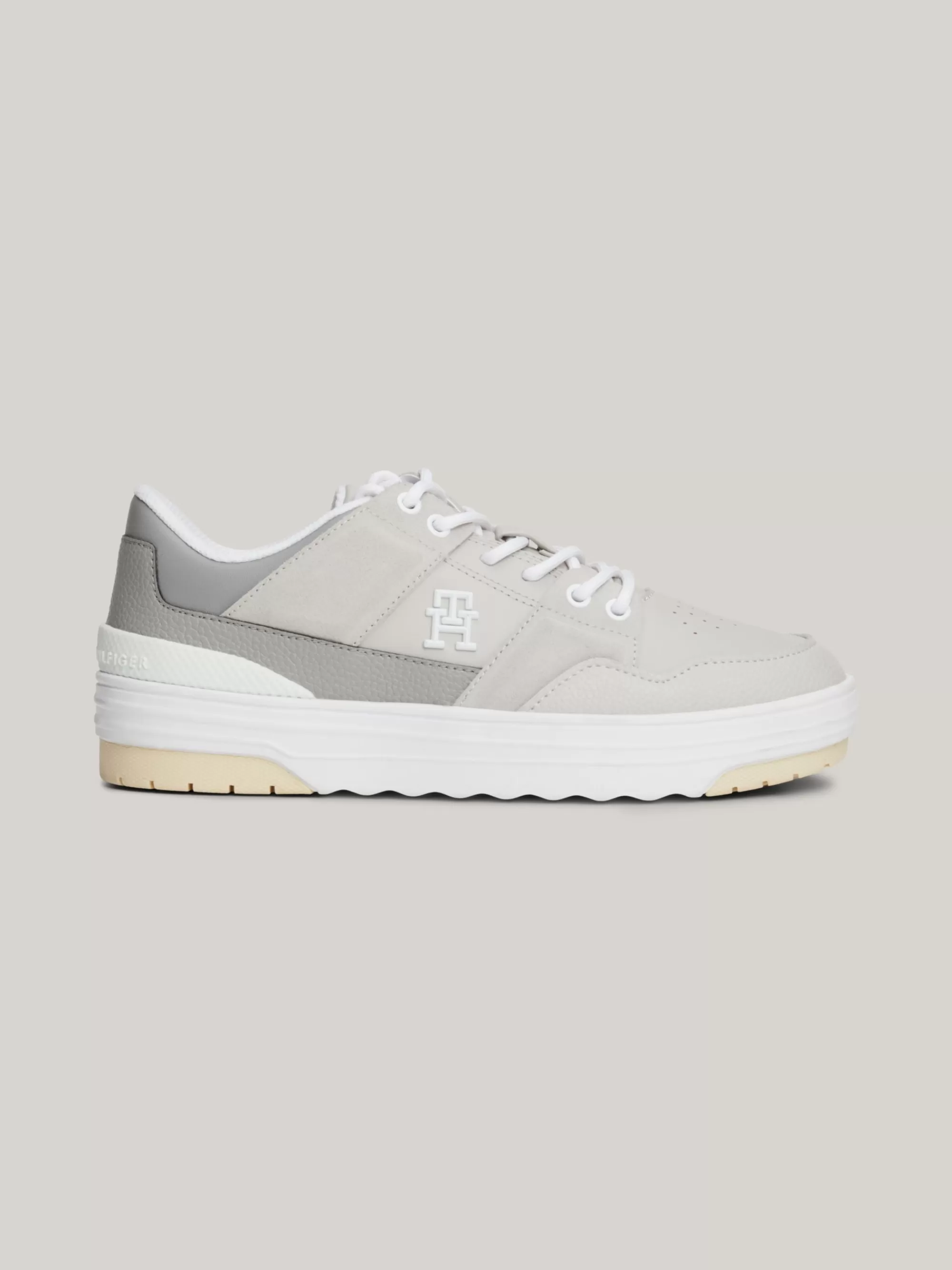 Sneakers*Tommy Hilfiger Leren Basketbalsneaker ANTIQUE SILVER