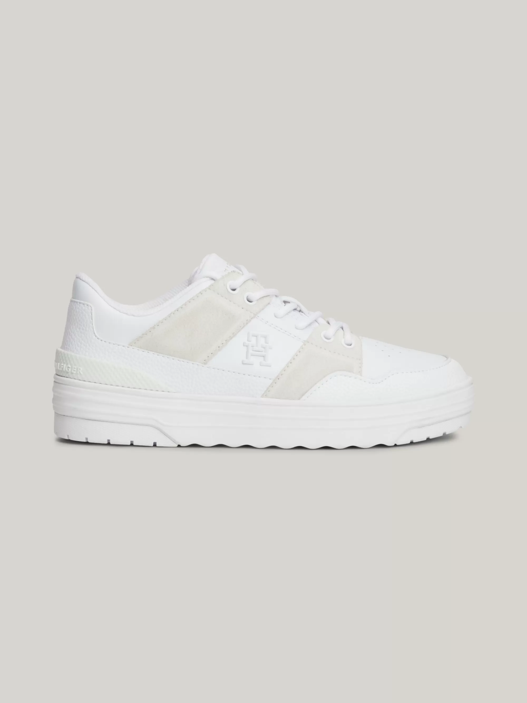Sneakers*Tommy Hilfiger Leren Basketbalsneaker WHITE