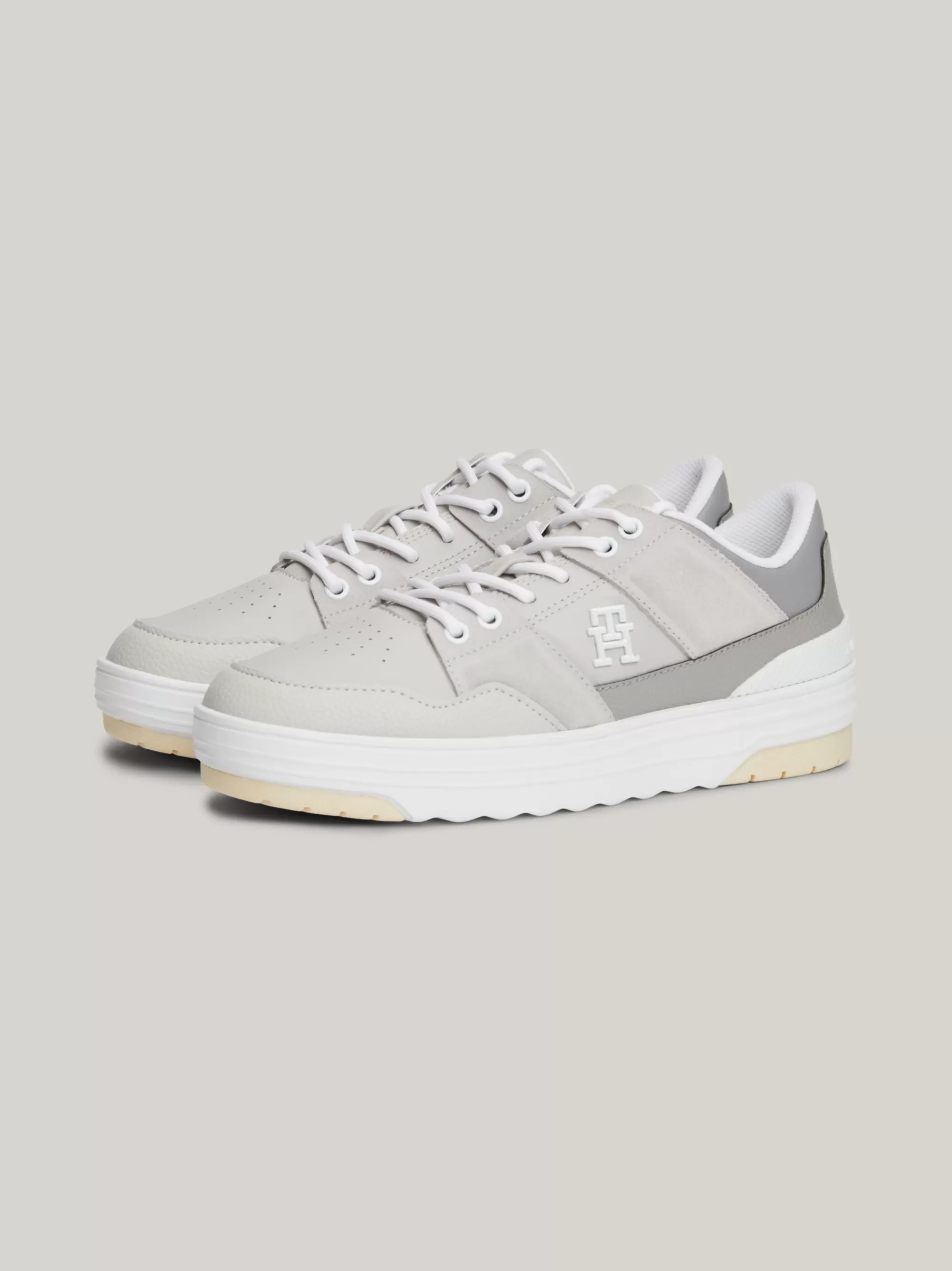 Sneakers*Tommy Hilfiger Leren Basketbalsneaker ANTIQUE SILVER