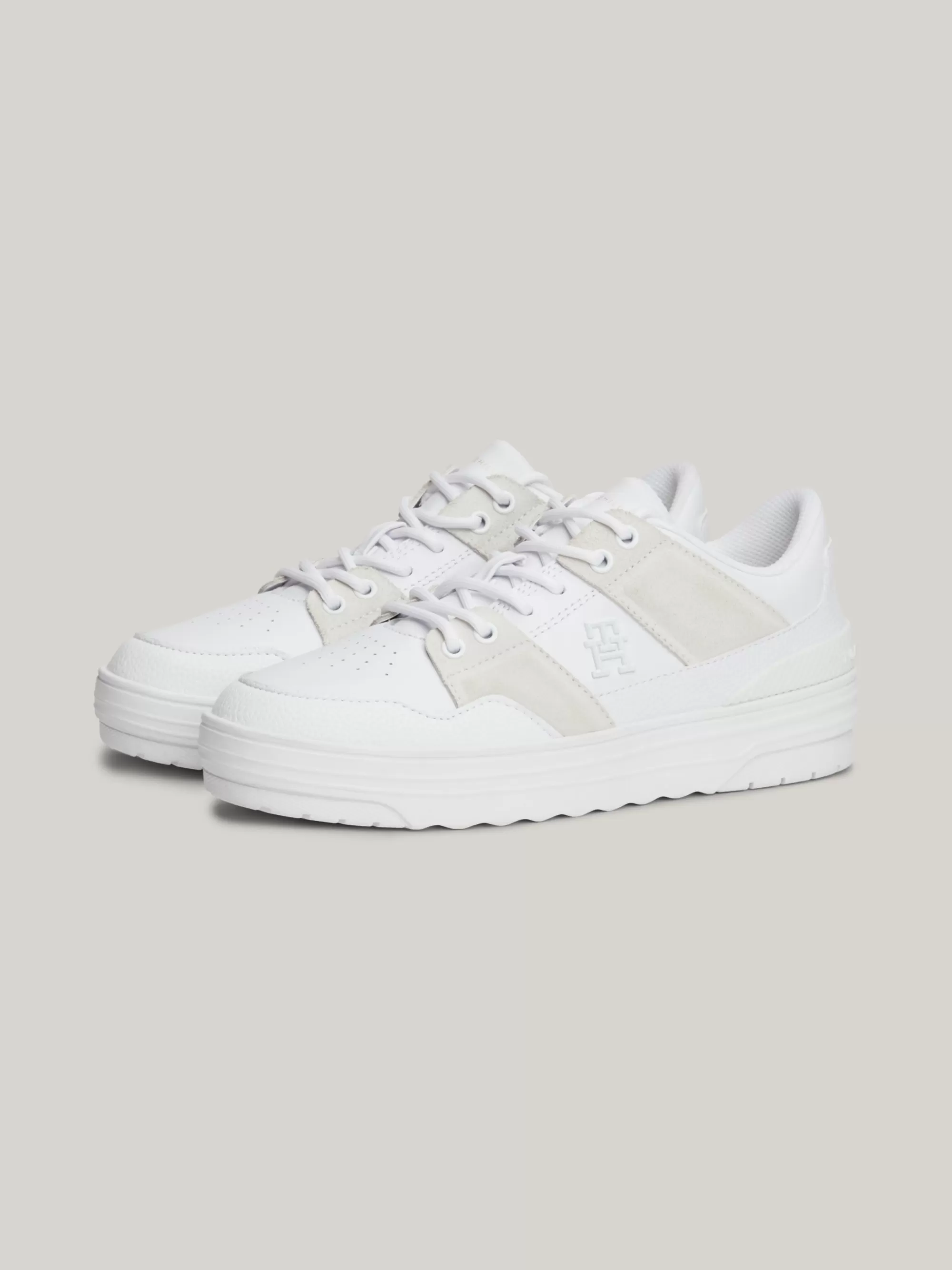 Sneakers*Tommy Hilfiger Leren Basketbalsneaker WHITE