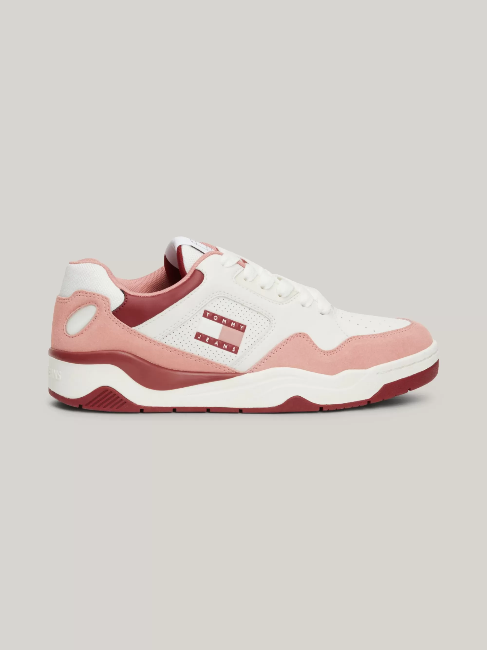 Sneakers*Tommy Hilfiger Leren Basketbalsneaker Met Colour-pops CHALKY PINK