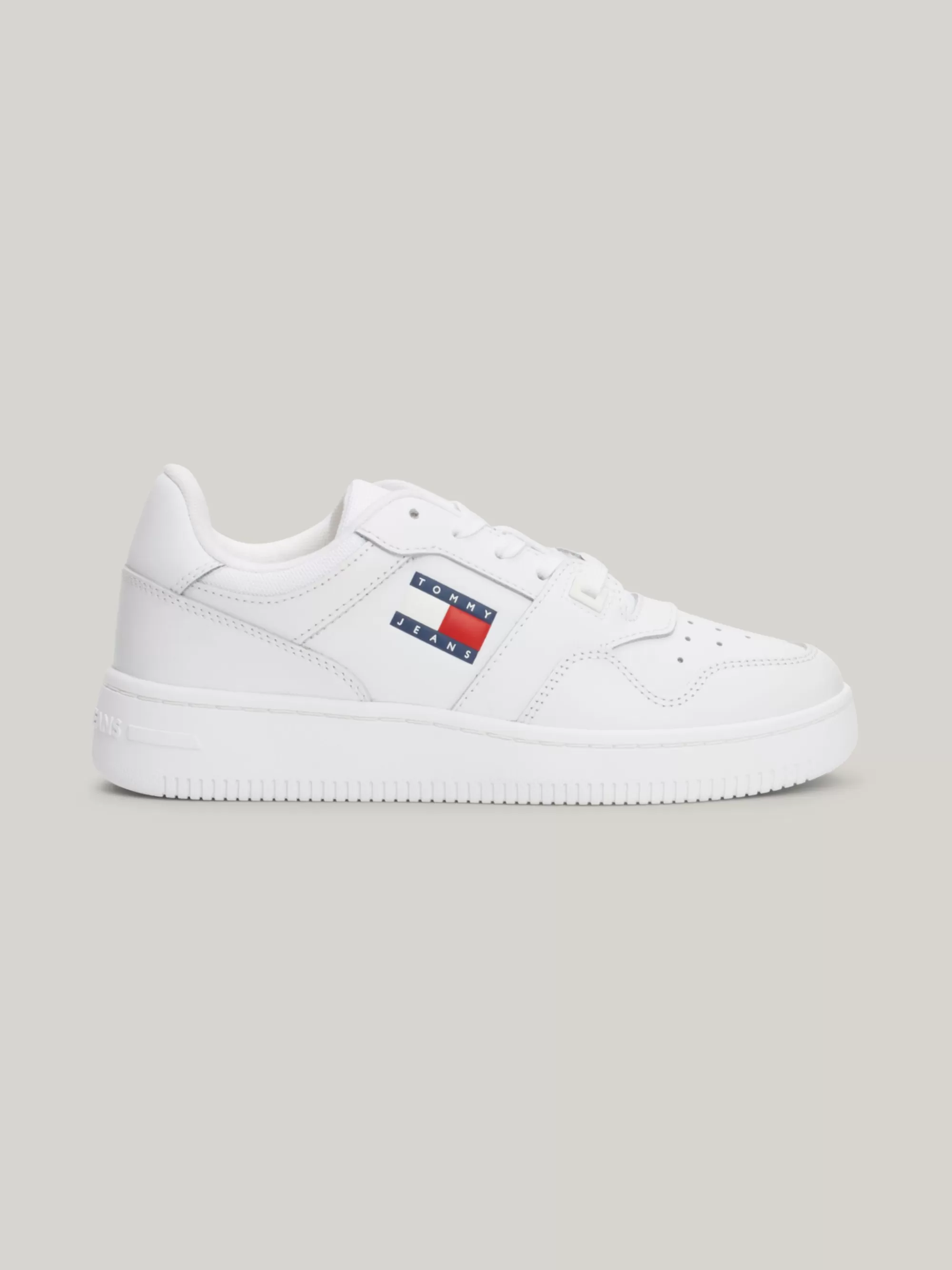 Sneakers*Tommy Hilfiger Leren Basketbalsneaker Met Fijne Profielzool WHITE