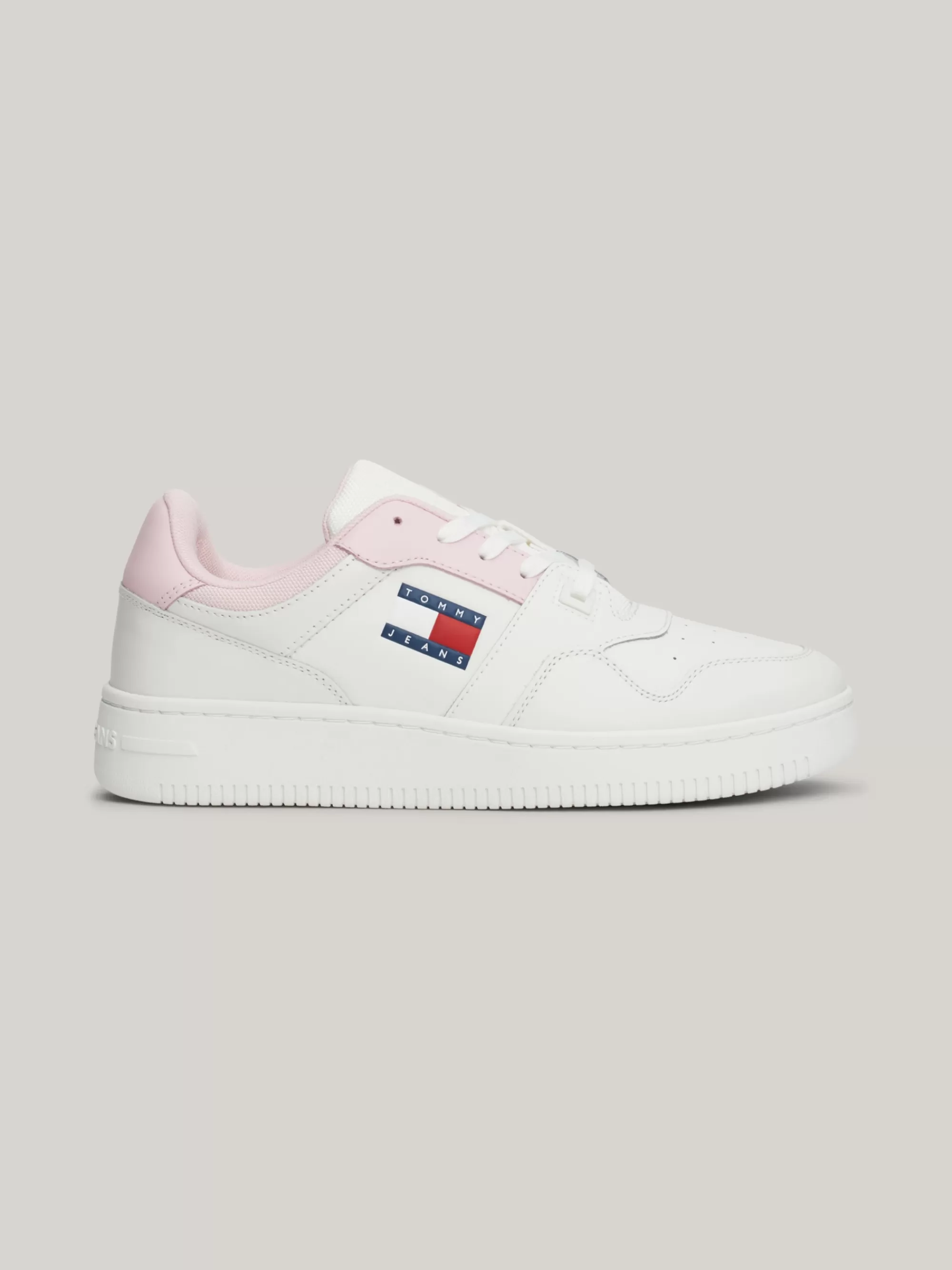 Sneakers*Tommy Hilfiger Leren Basketbalsneaker Met Fijne Profielzool MISTY PINK