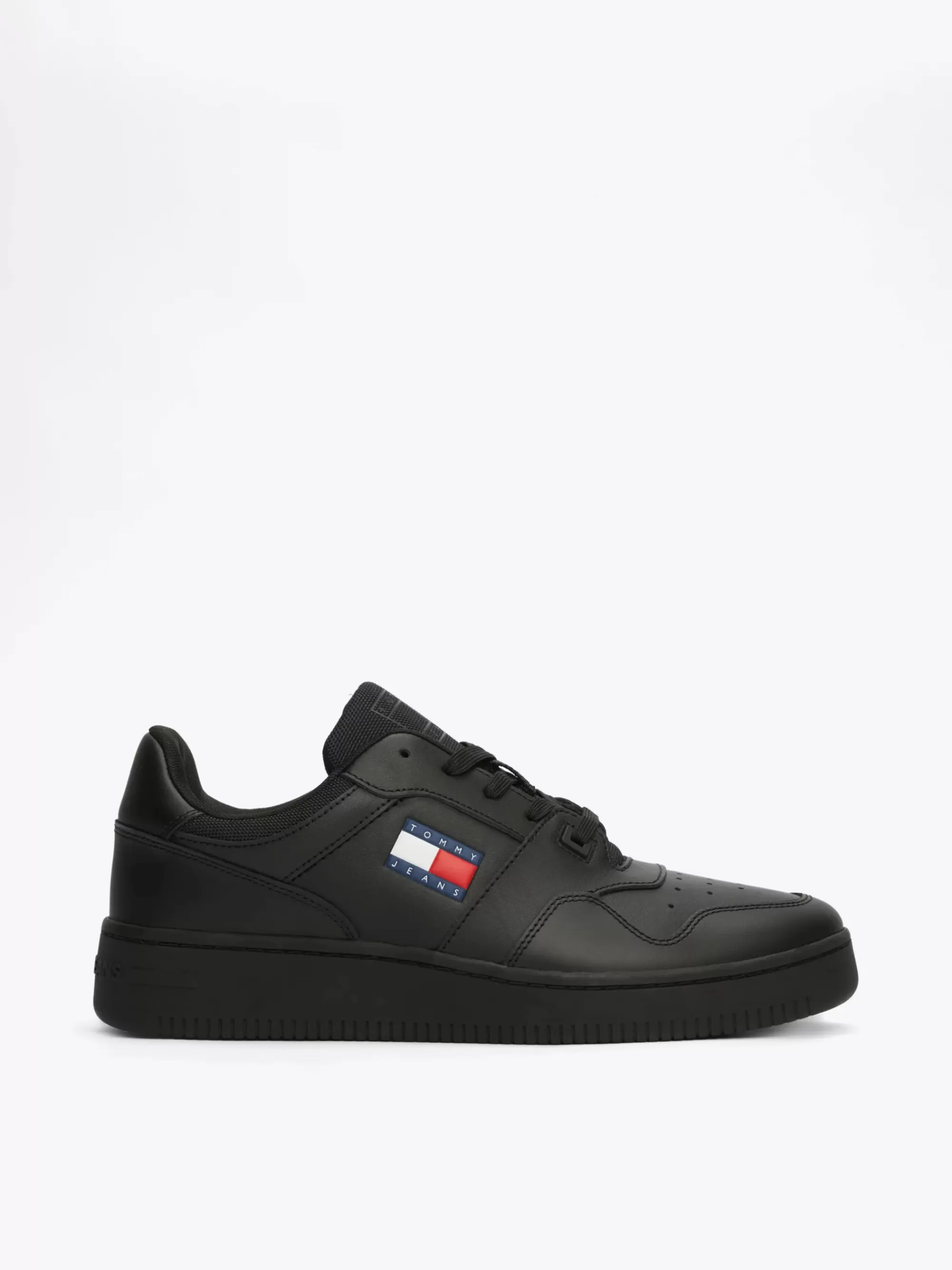 Sneakers*Tommy Hilfiger Leren Basketbalsneaker Met Fijne Profielzool BLACK