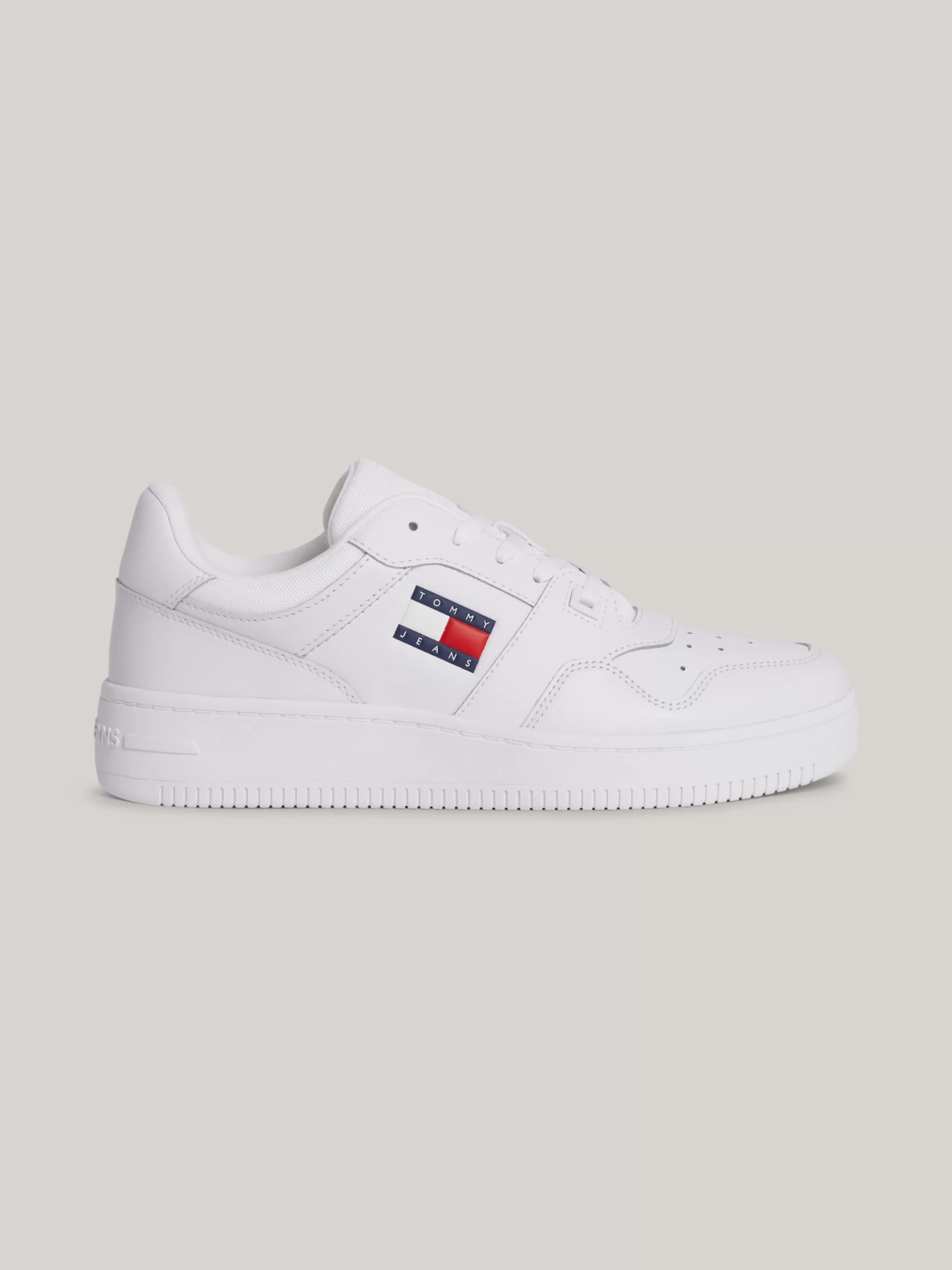 White Trainers | Sneakers*Tommy Hilfiger Leren Basketbalsneaker Met Fijne Profielzool WHITE