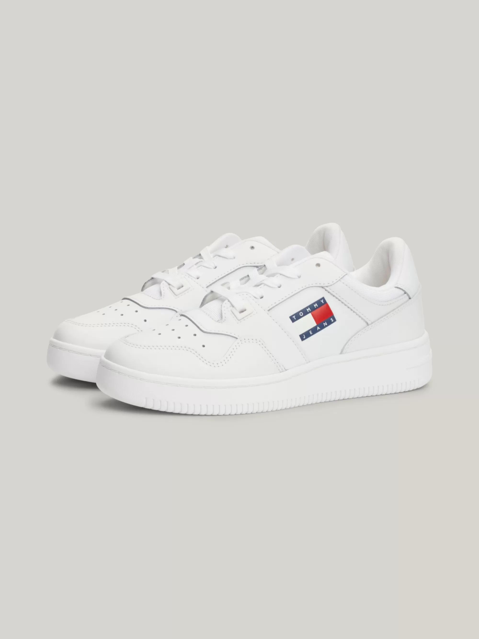 Sneakers*Tommy Hilfiger Leren Basketbalsneaker Met Fijne Profielzool WHITE