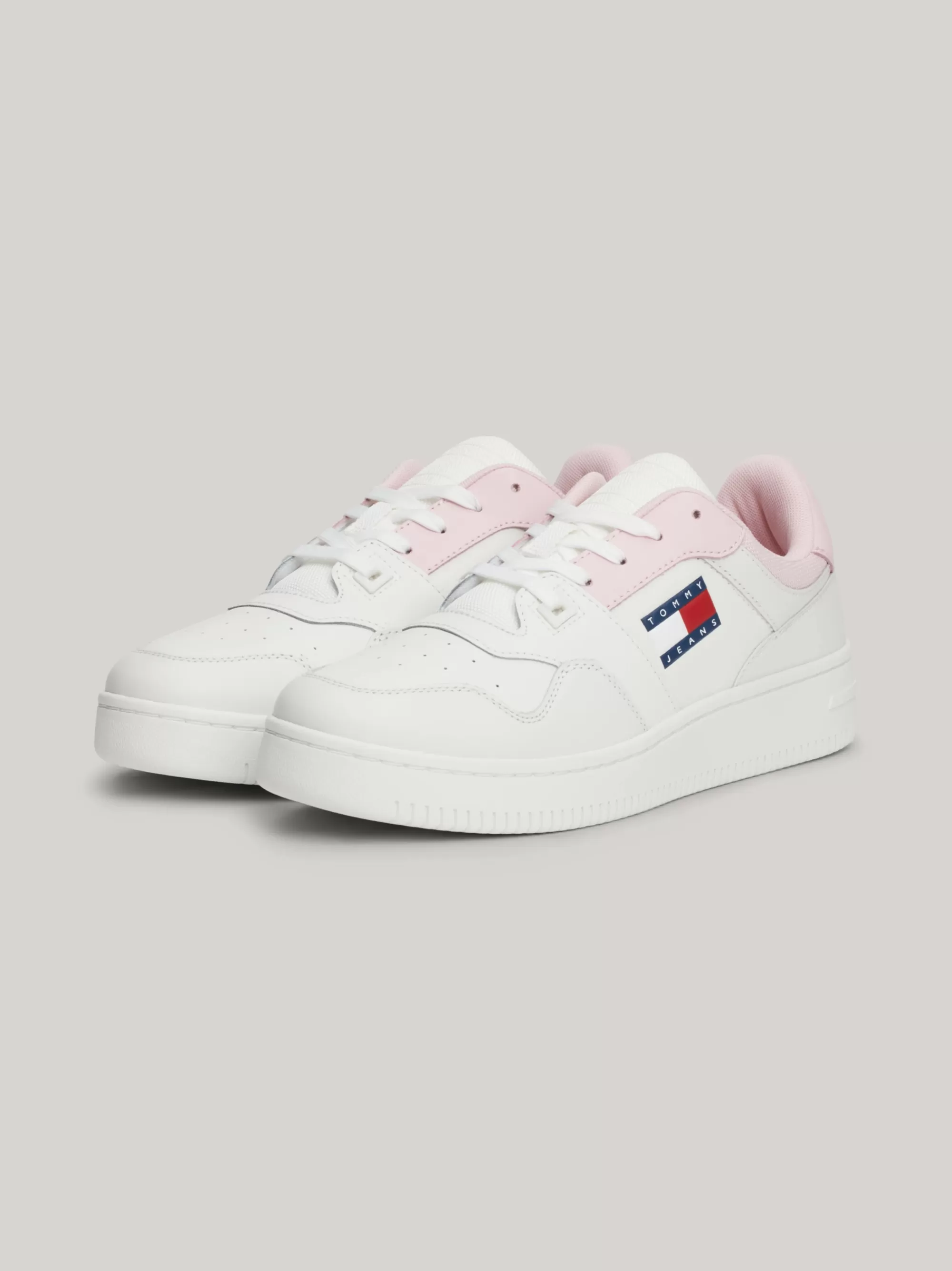 Sneakers*Tommy Hilfiger Leren Basketbalsneaker Met Fijne Profielzool MISTY PINK