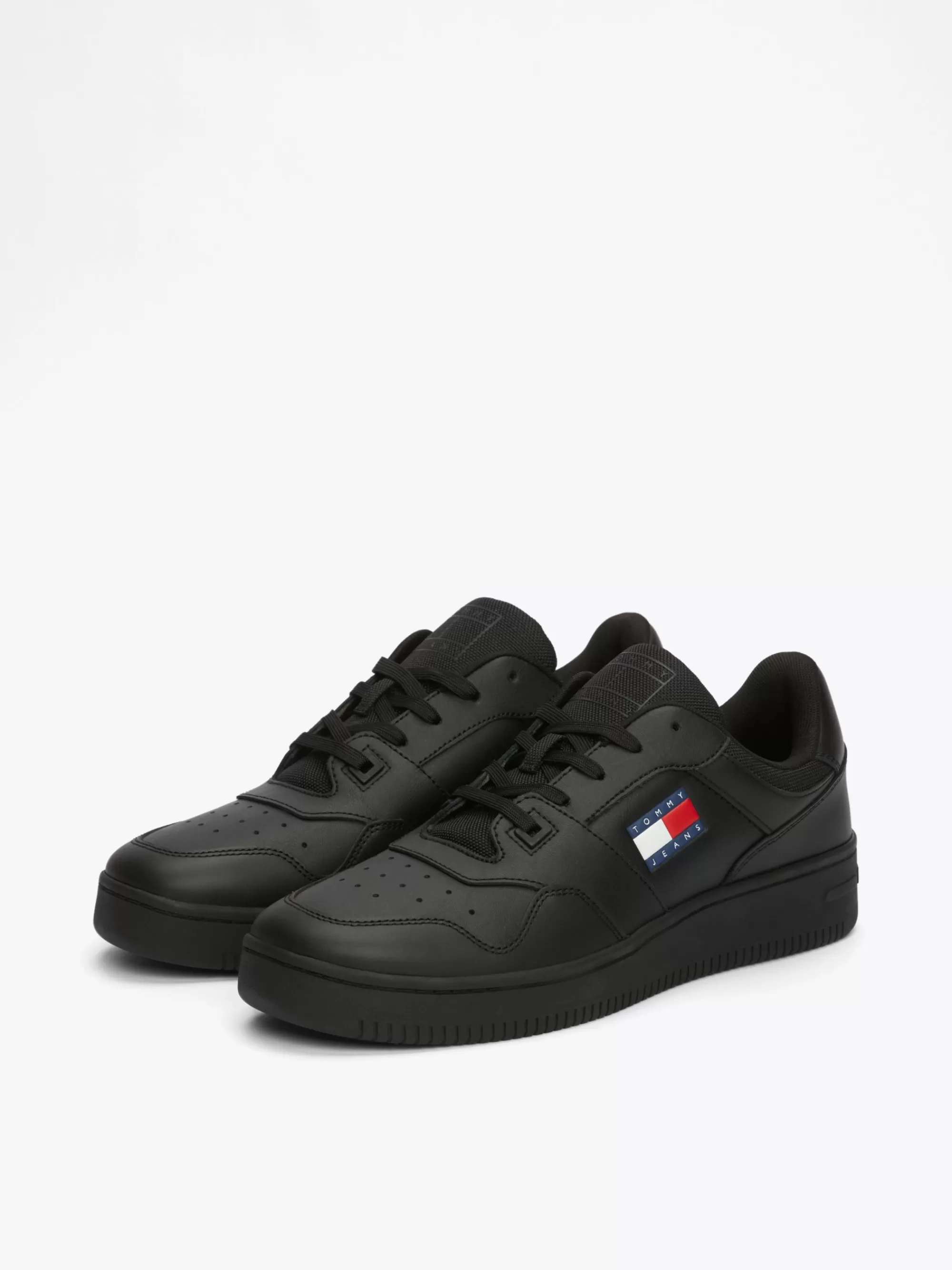 Sneakers*Tommy Hilfiger Leren Basketbalsneaker Met Fijne Profielzool BLACK
